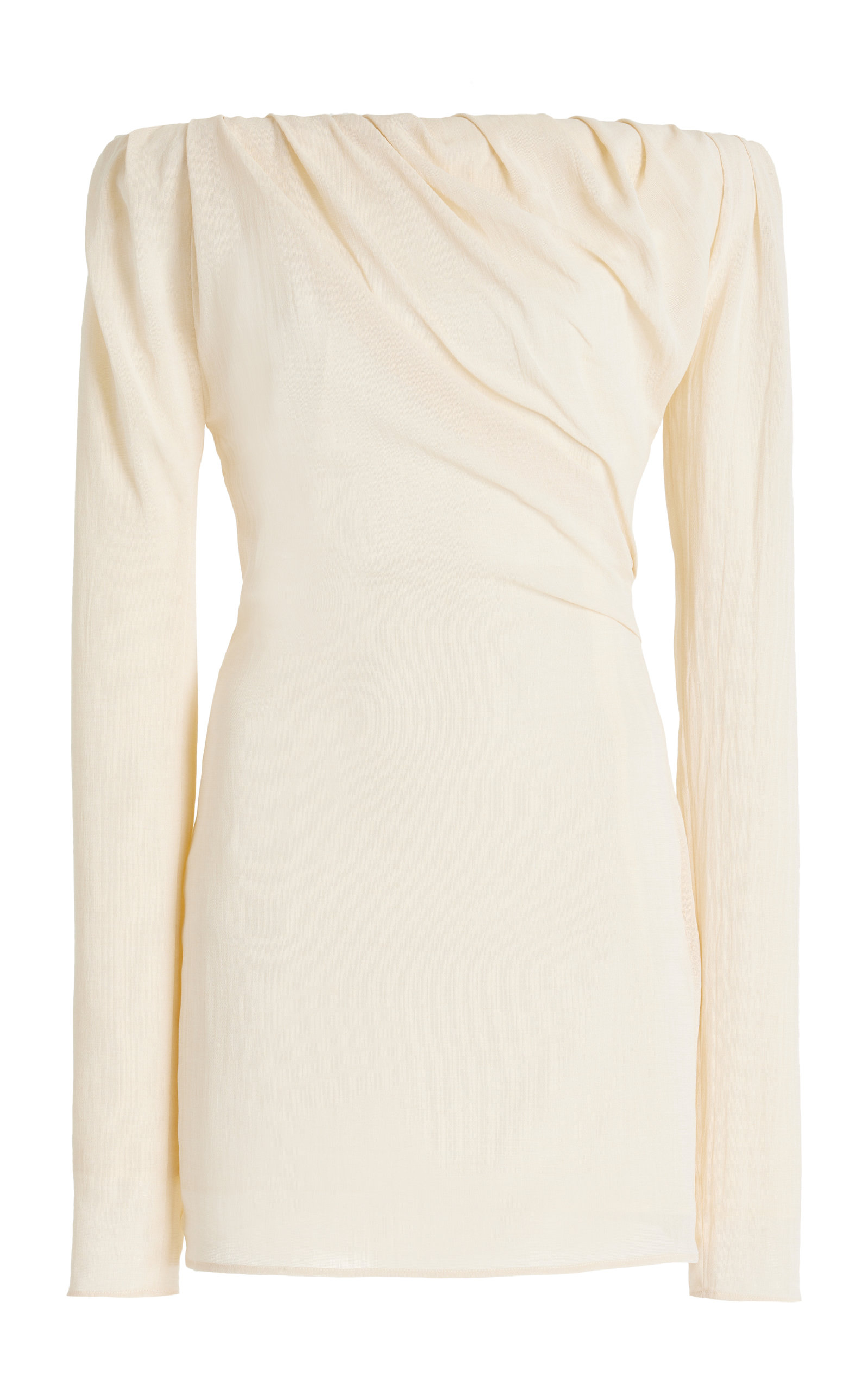 Jacquemus Biasi Draped Off-the-shoulder Mini Dress In White