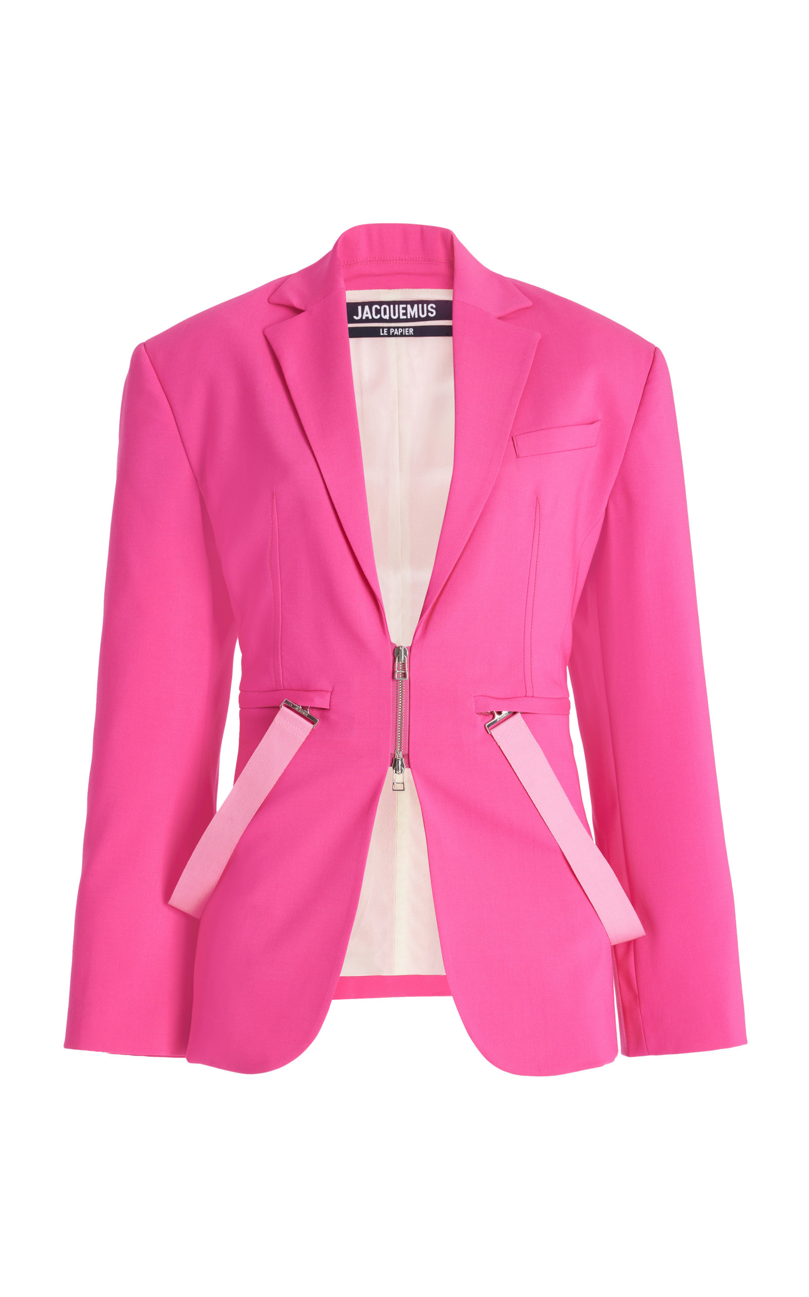 Jacquemus Strap-detail Zip-up Blazer In Pink