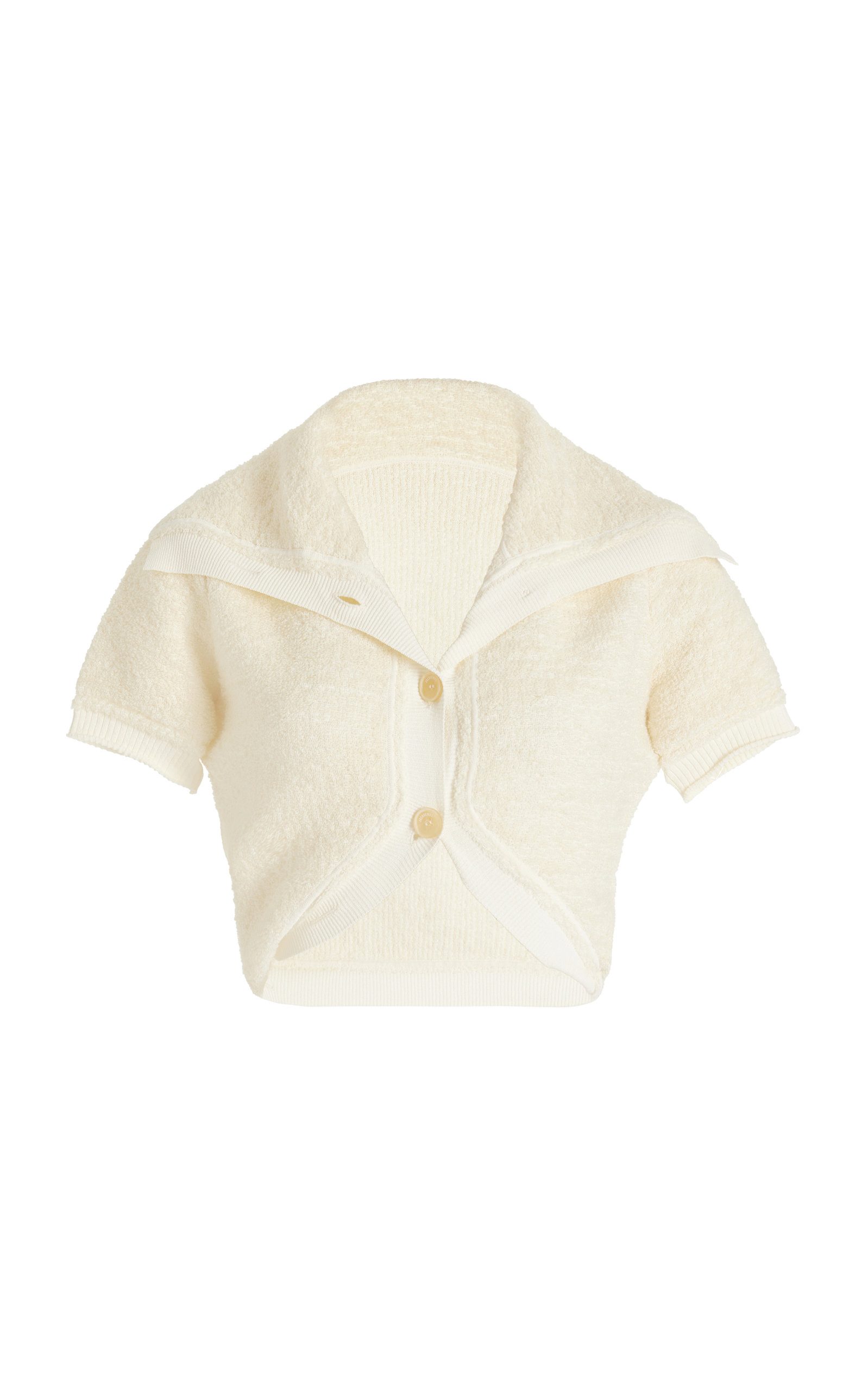 Jacquemus Campana Cropped Button-front Wool Cardigan In White