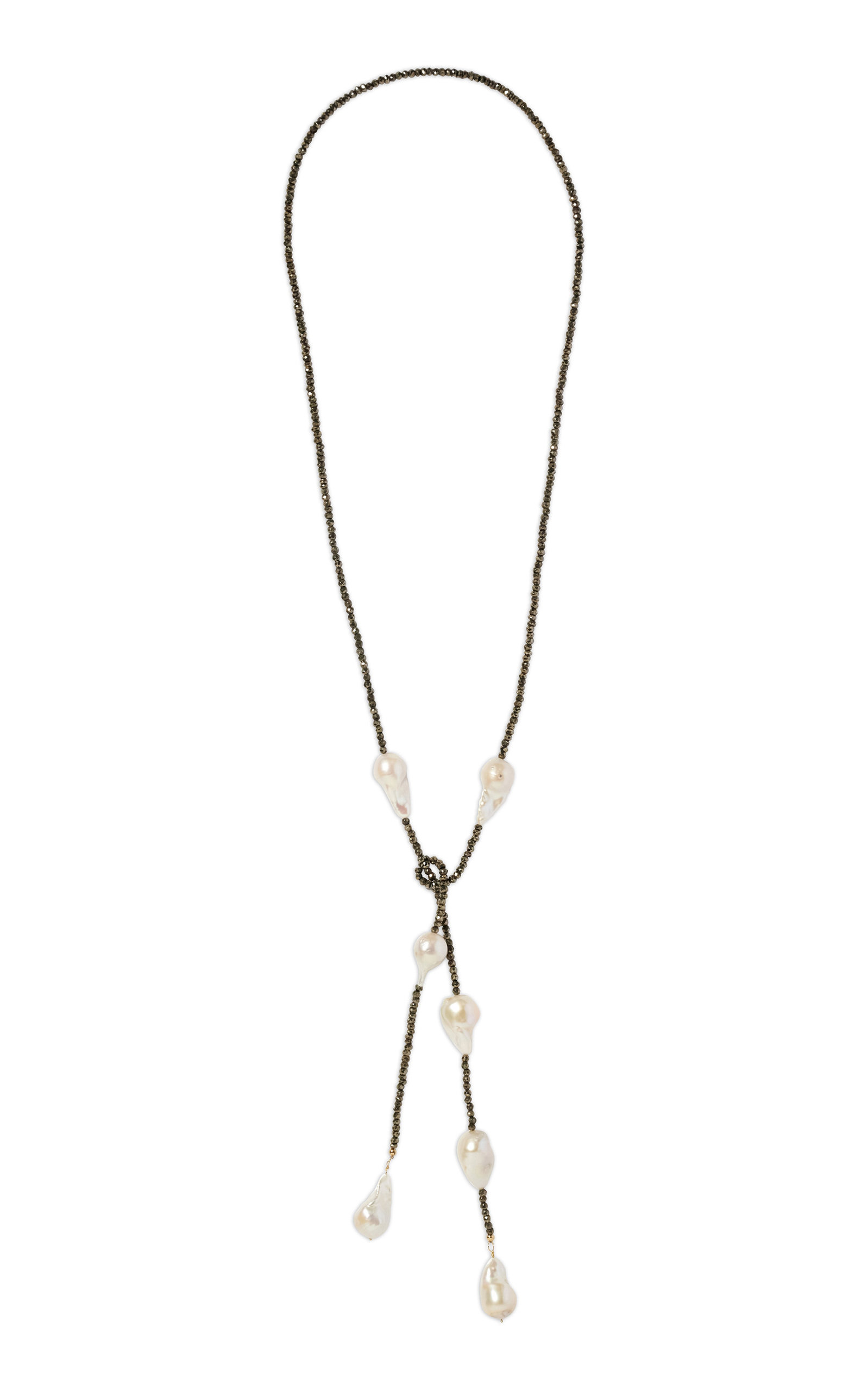 Rockstar 14K Yellow Gold Pyrite Lariat Necklace