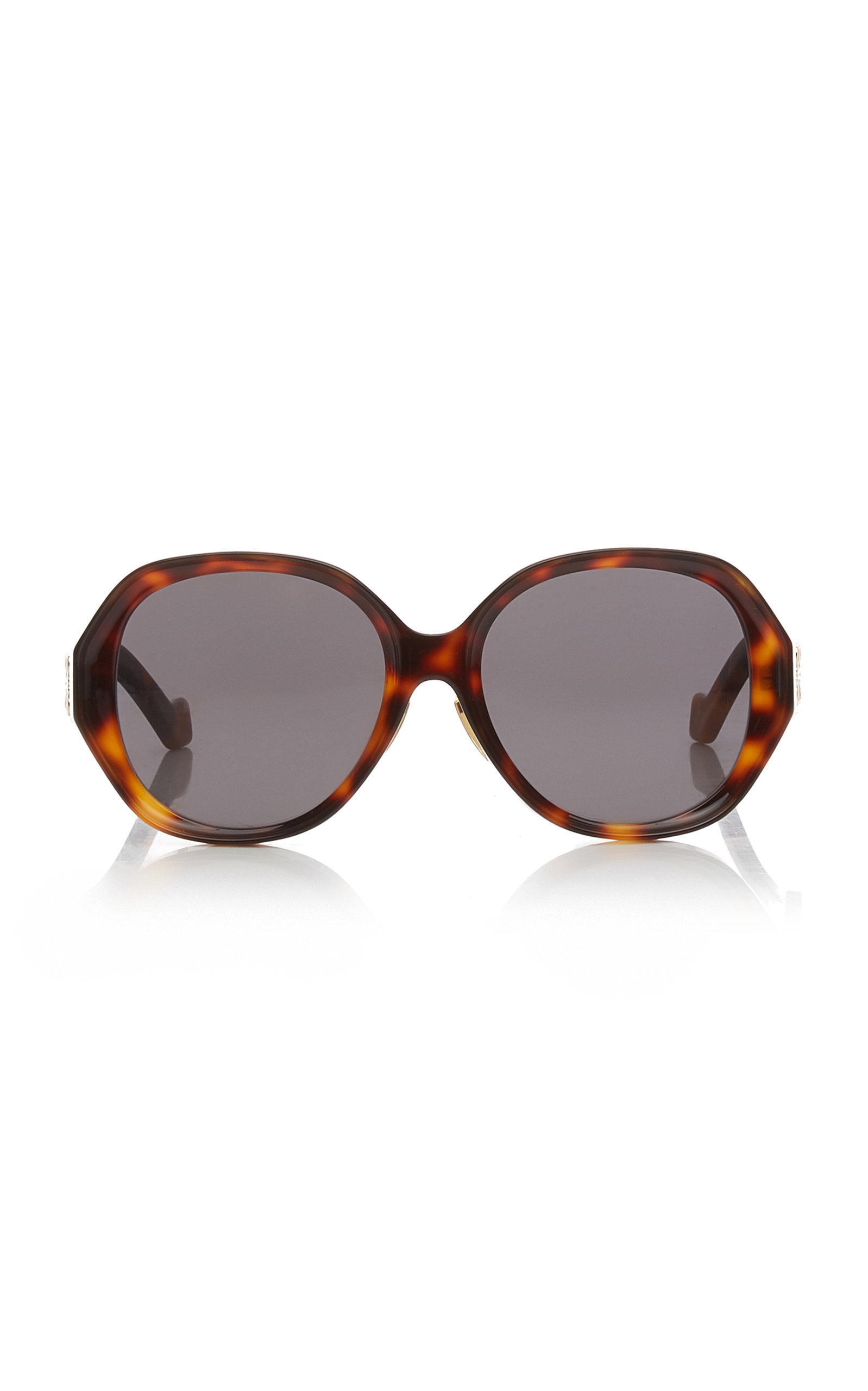 Loewe - Women's Elipse Oversized Round-Frame Tortoiseshell Acetate Sunglasses - Brown - OS - Moda Operandi