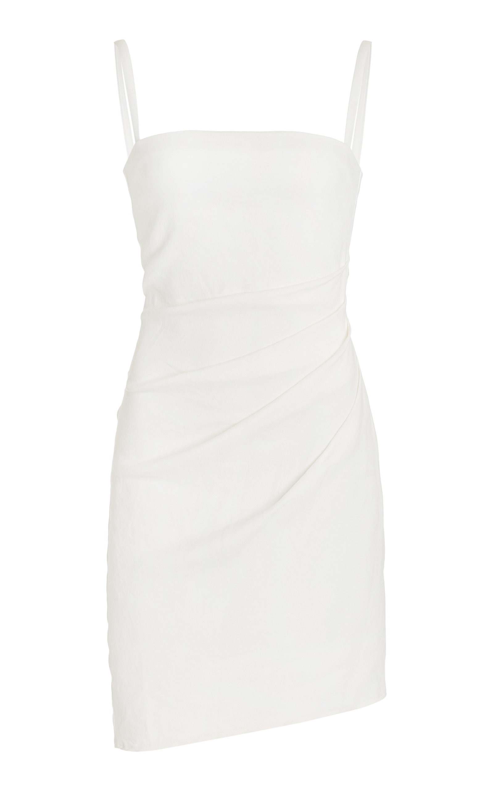 Shop Anemos The Nadege Draped Linen-blend Mini Dress In White