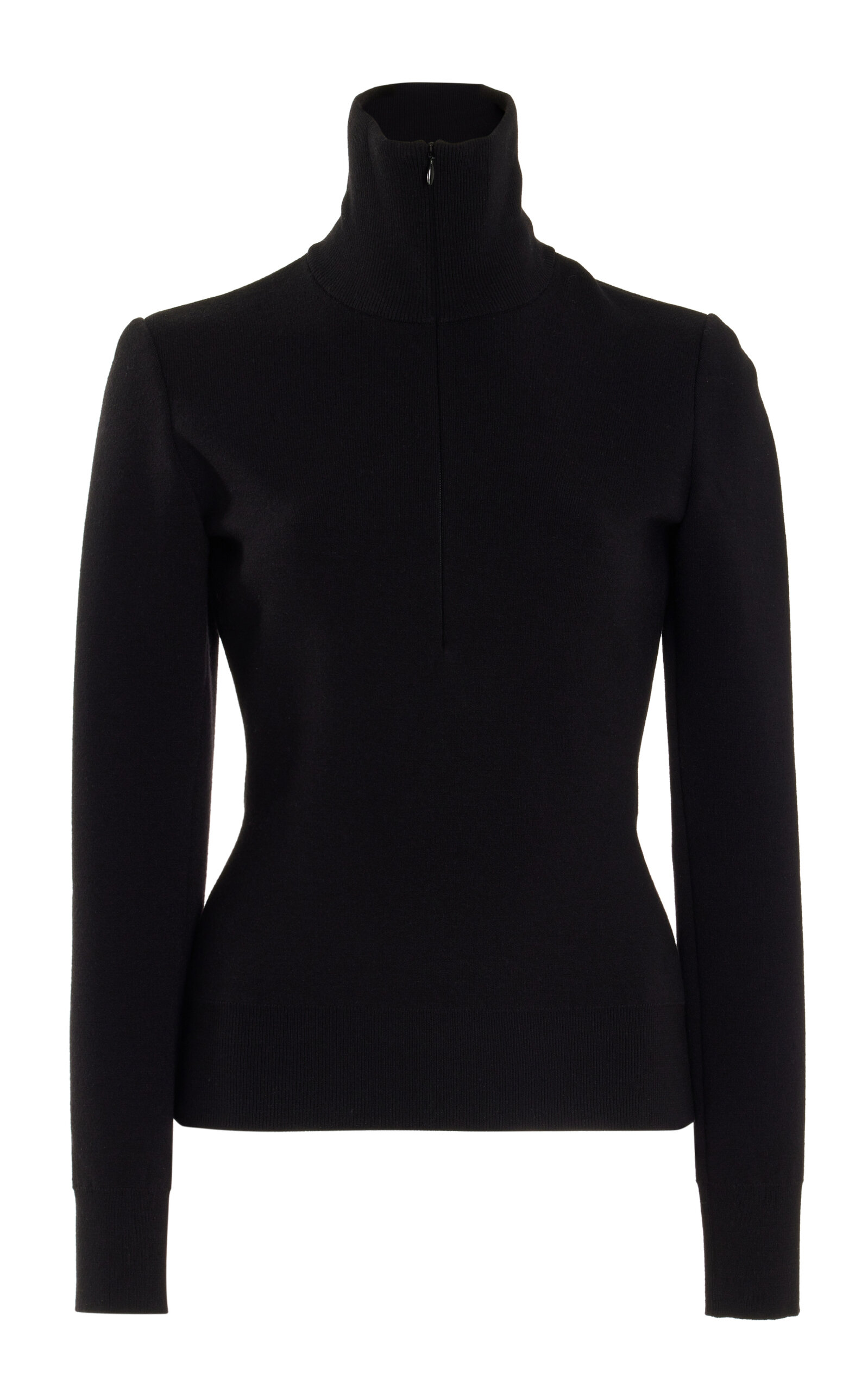Shop Alaïa Minimalist Wool-blend Turtleneck Top In Black