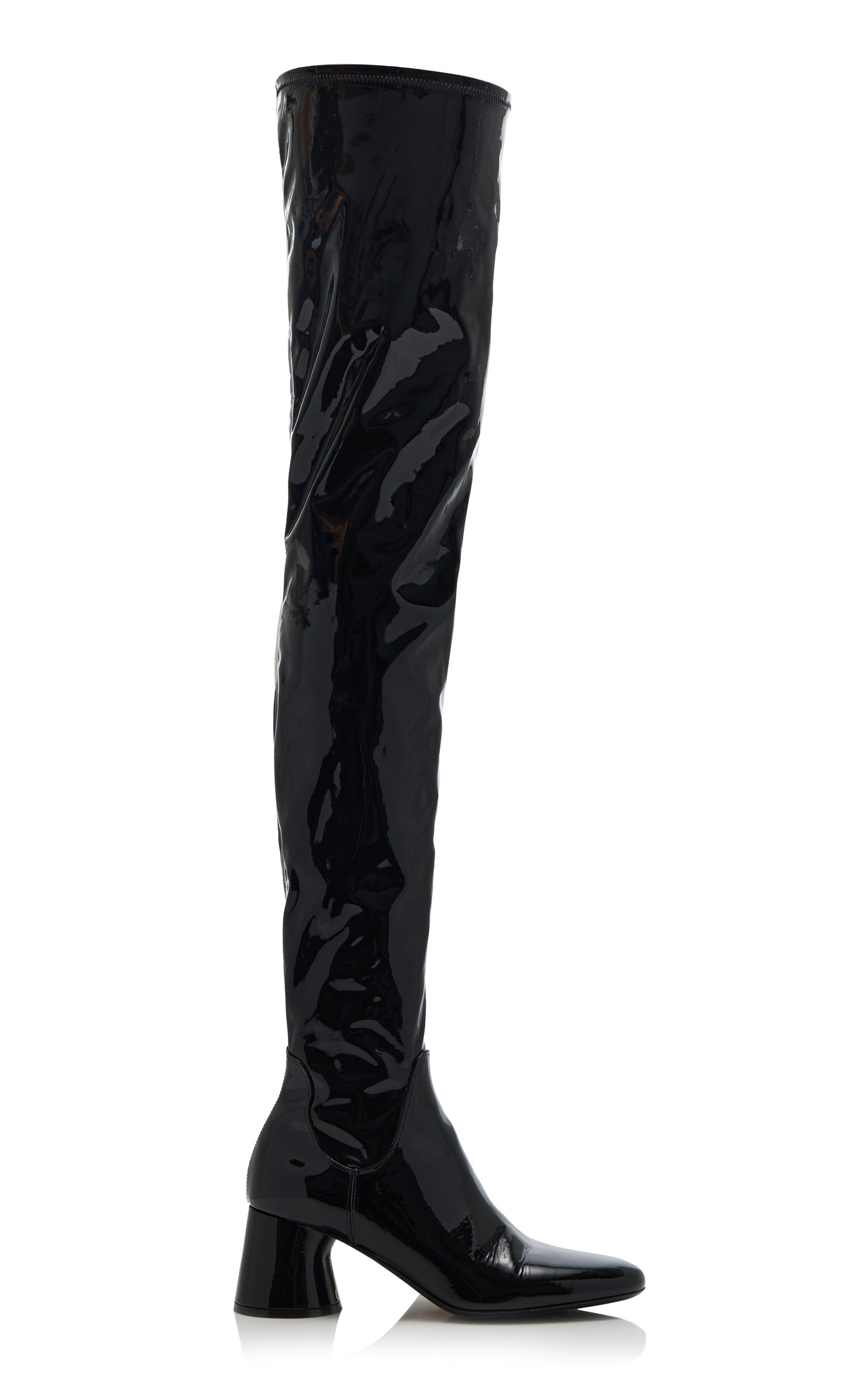 Khaite Women's Wythe Patent Leather Over-The-Knee Boots