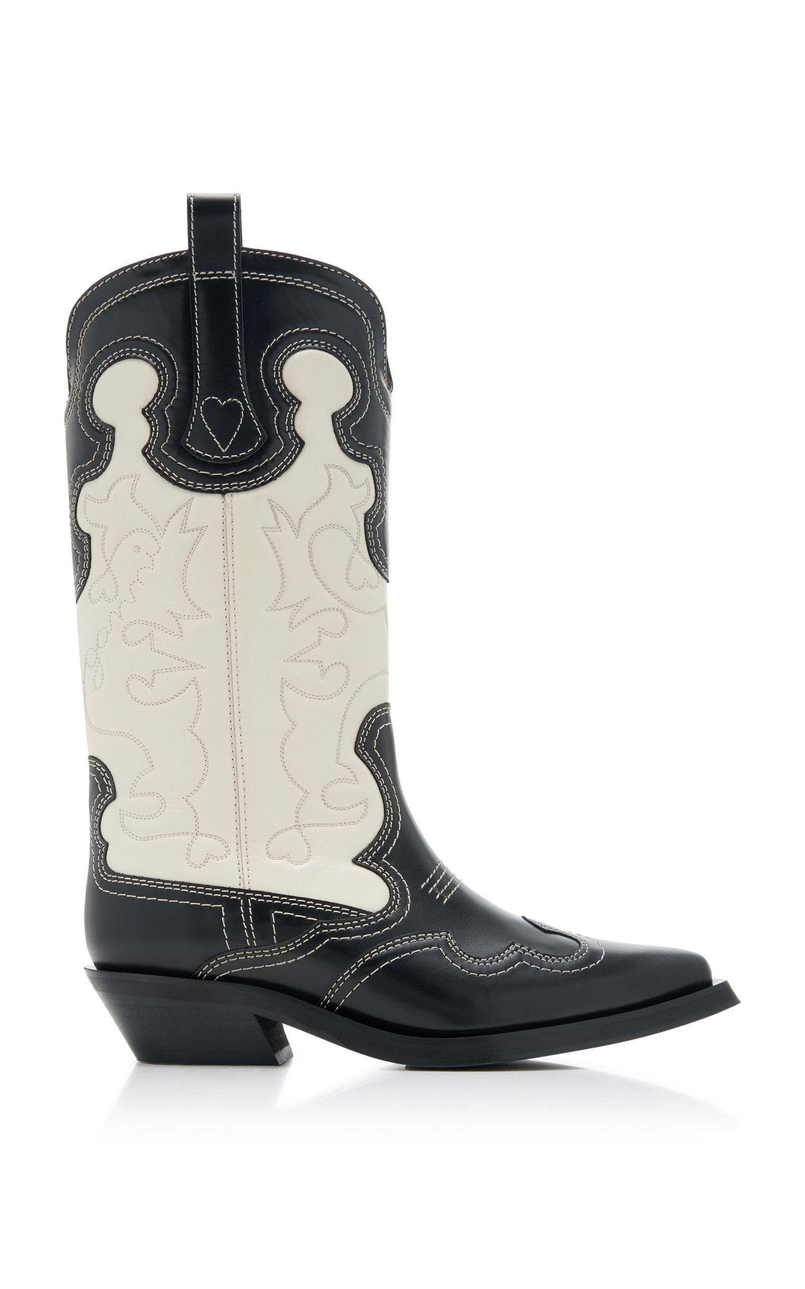 Ganni Women's Mid-Shaft Embroidered Western Boots