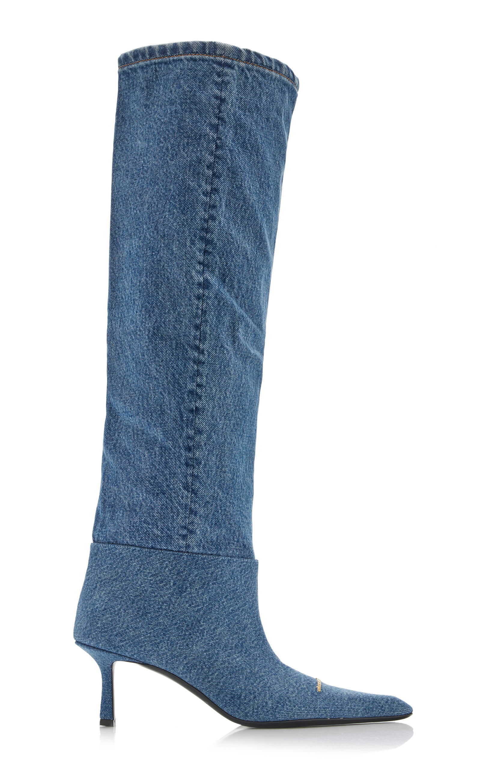 ALEXANDER WANG WOMEN'S VIOLA SLOUCHY DENIM KNEE-HIGH BOOTS