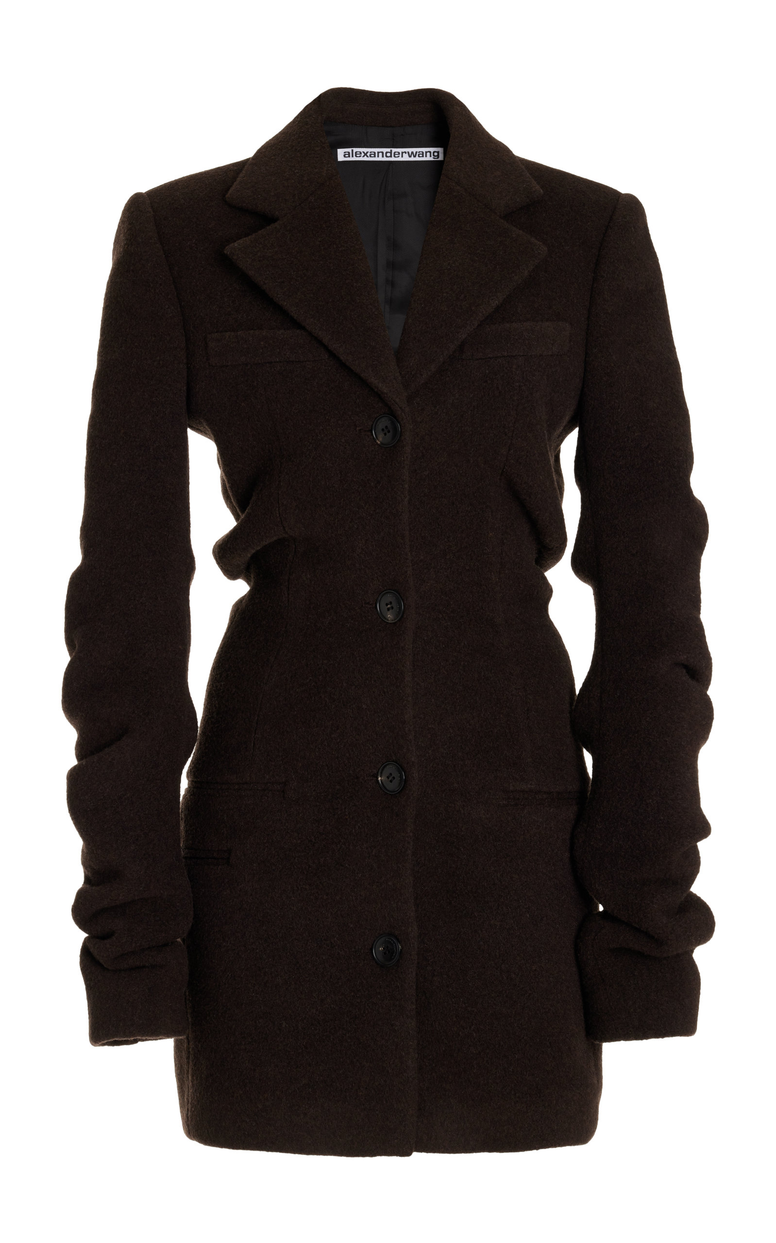 Alexander Wang - Women's Fitted Wool-Blend Jacket - Brown - US 2 - Moda Operandi