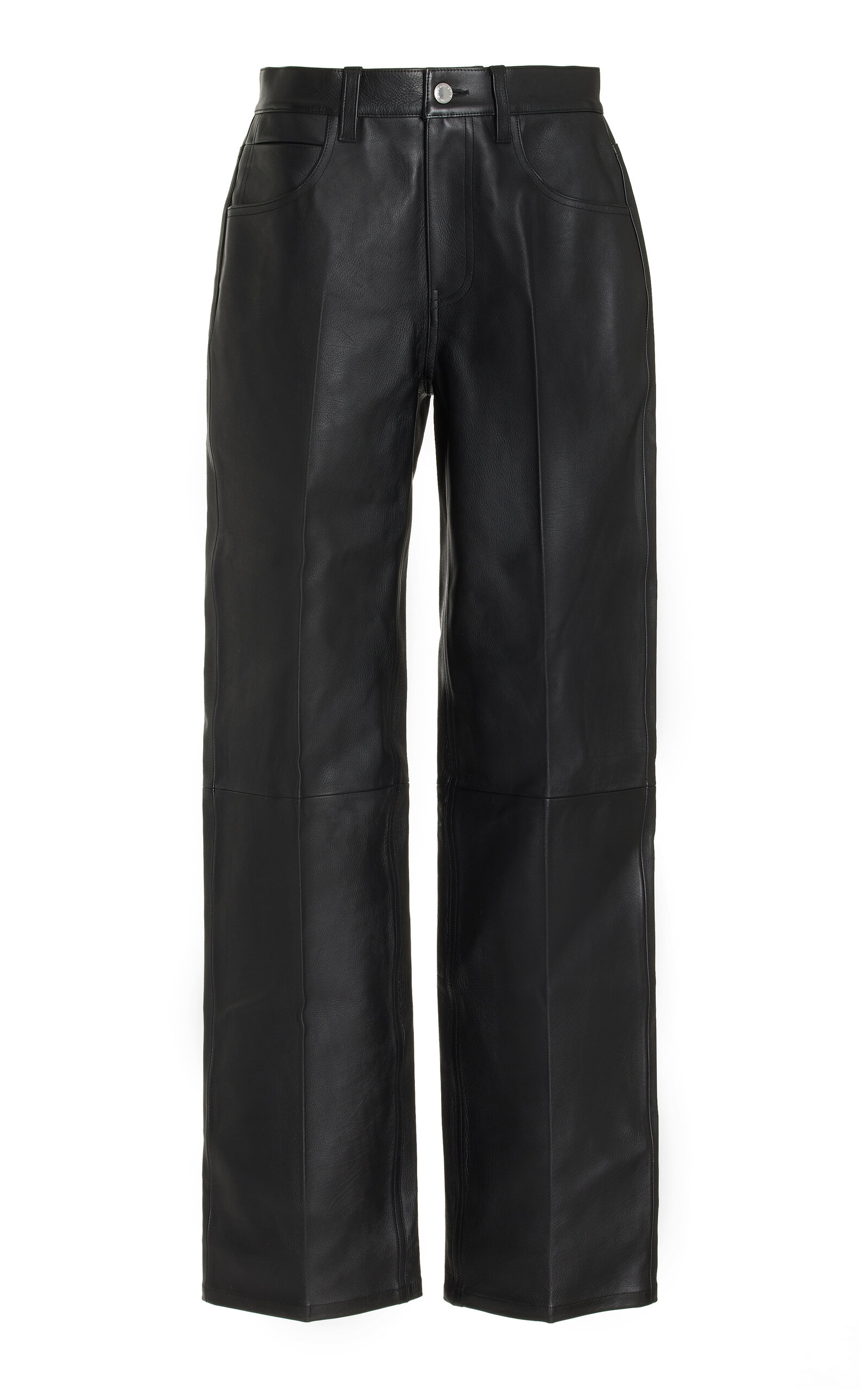 Alexander Wang Women's Mid-Rise Leather Relaxed Straight-Leg Pants