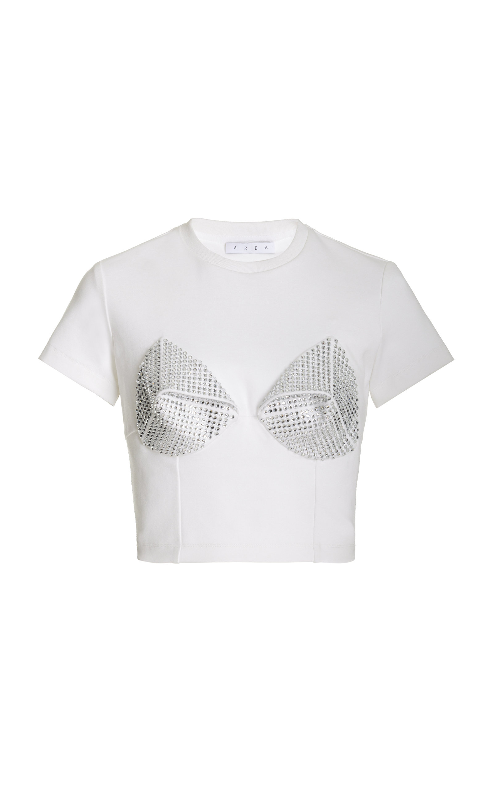 Area Crystal Pyramid Cup Short Sleeve T-shirt In White