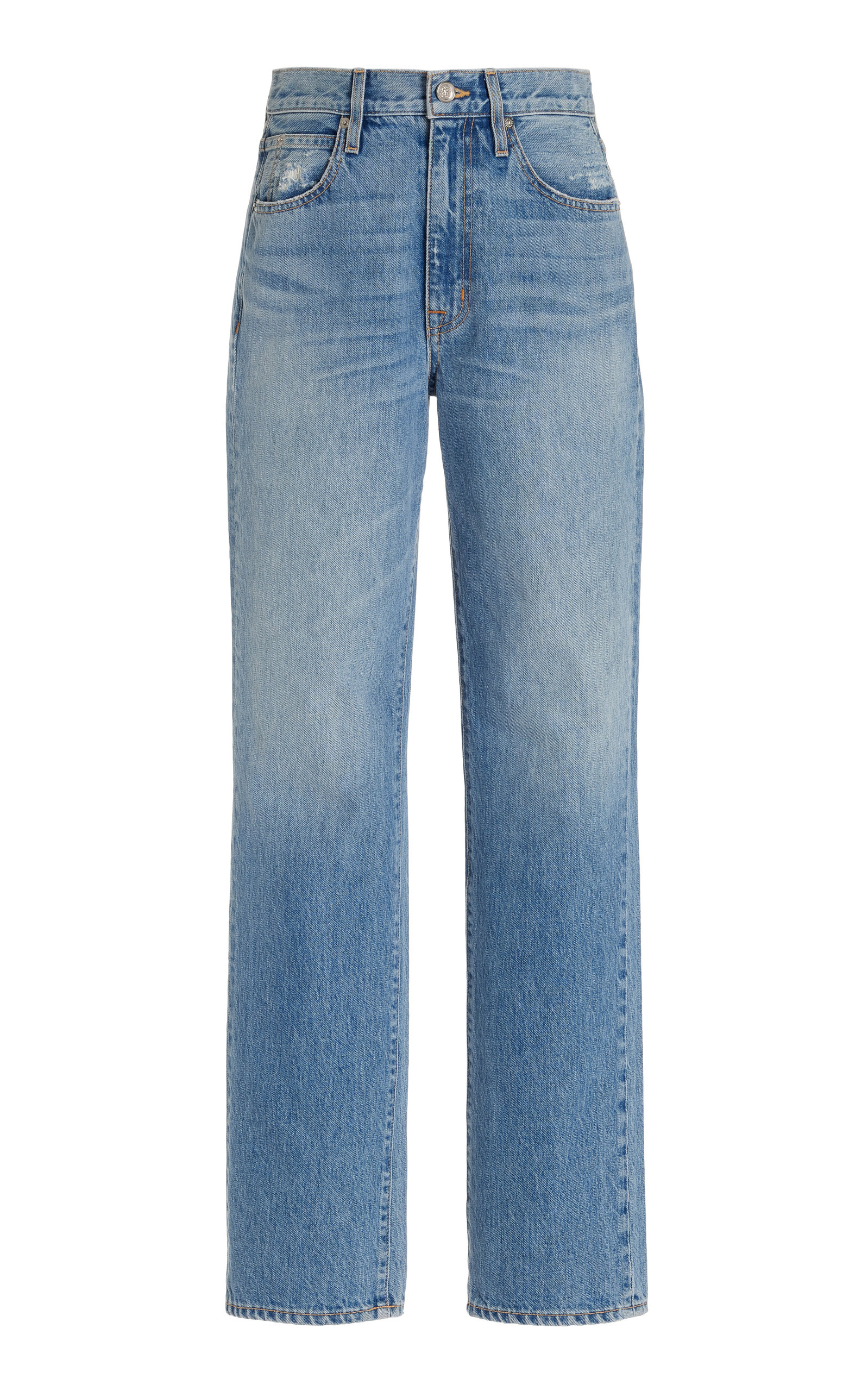 Slvrlake Sophie Ripped Mid Rise Straight Leg Jeans In Light Wash