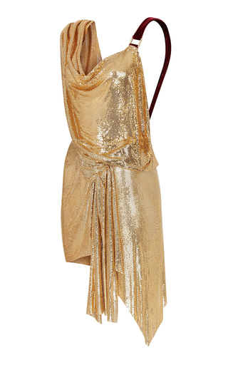 Draped Gold Metal Mini Dress展示图