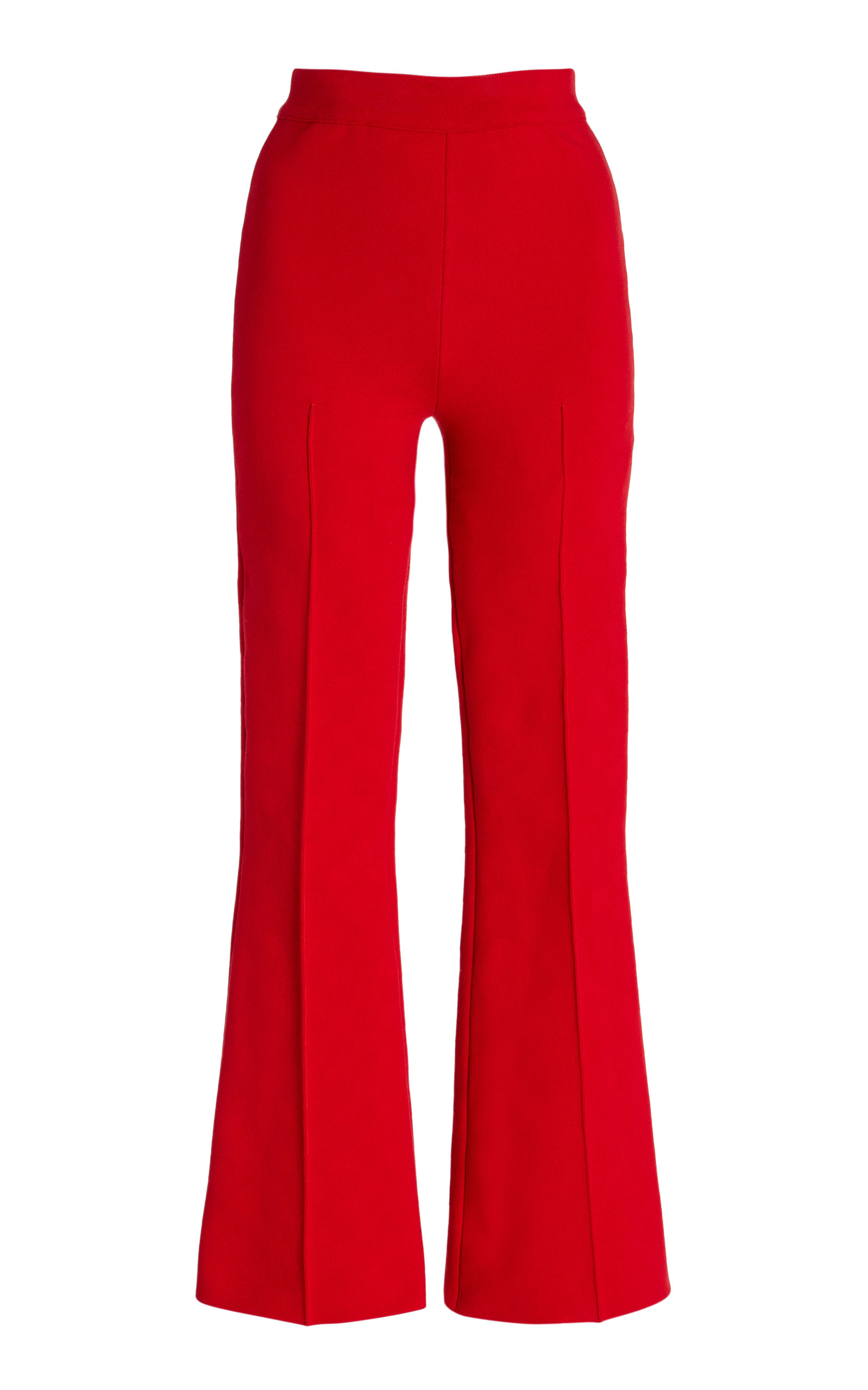 Shop High Sport Kick Flared Stretch-cotton Knit Pants In Red