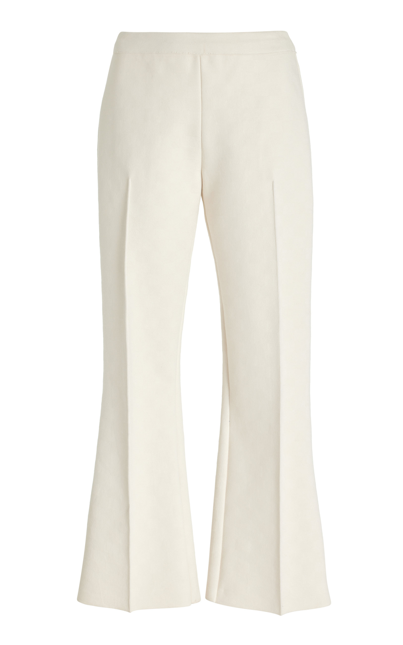 High Sport Kick Stretch-Cotton Knit Cropped Flared Pants