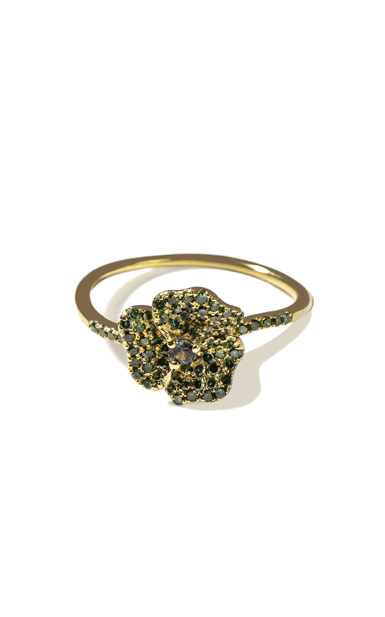 AS29 Women's Bloom 18K Yellow Gold Diamond Mini Flower Ring