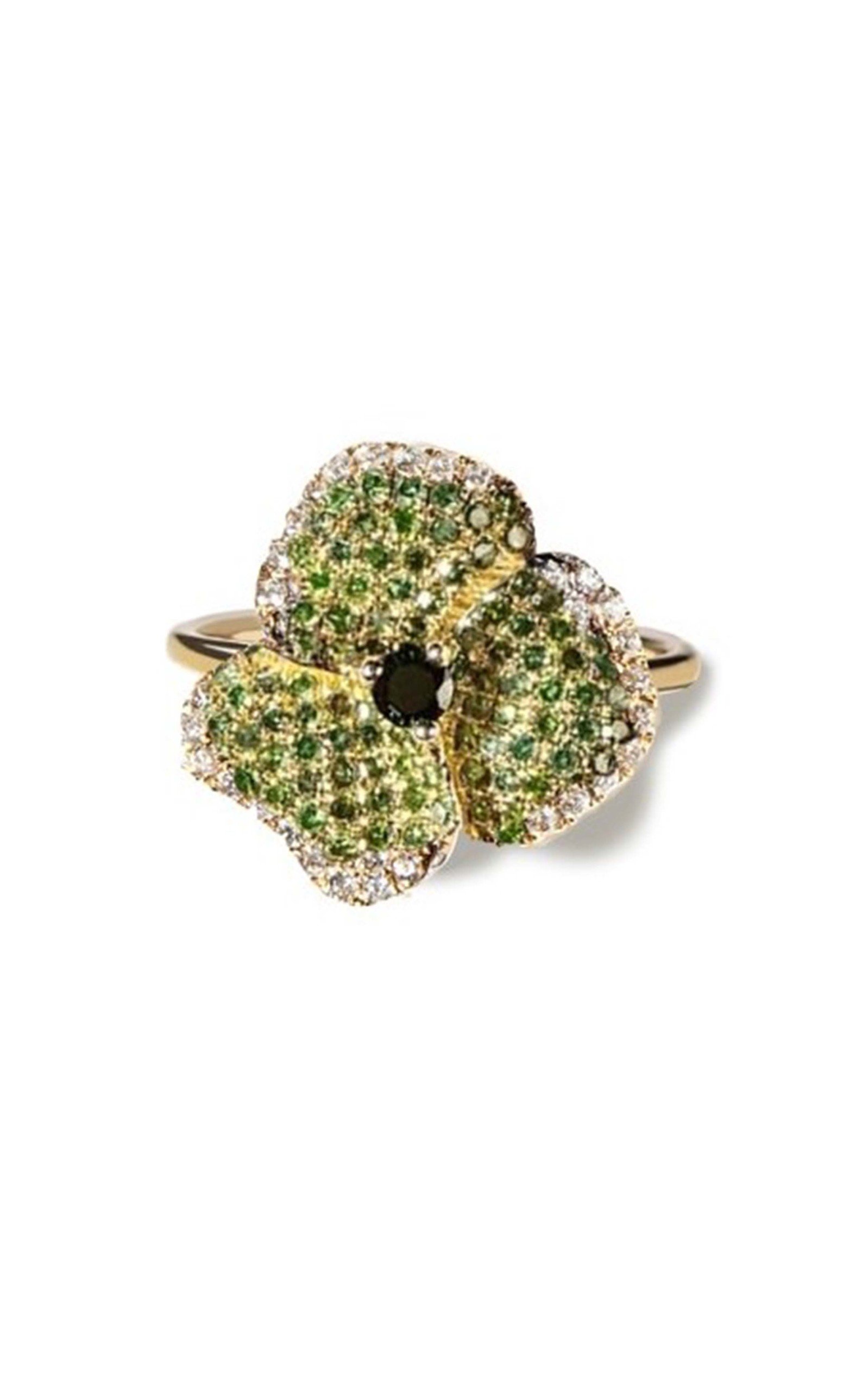 AS29 Women's Bloom 18K Yellow Gold Diamond Small Flower Ring