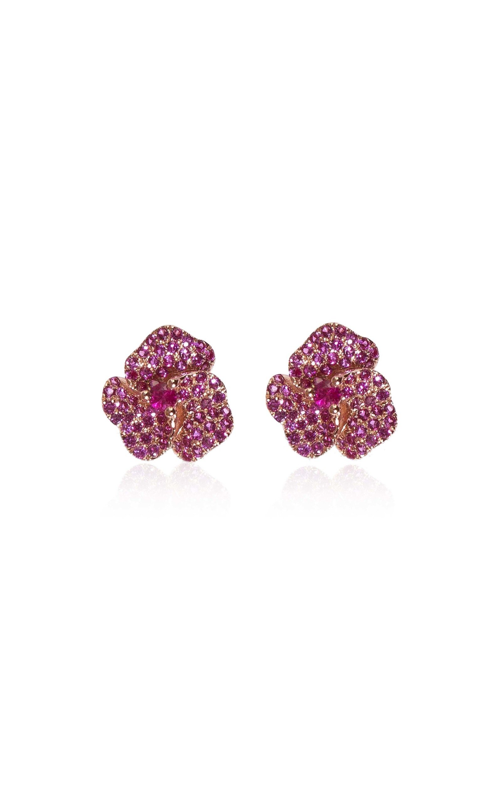 AS29 Women's Bloom 18K Rose Gold Sapphire Mini Flower Earrings