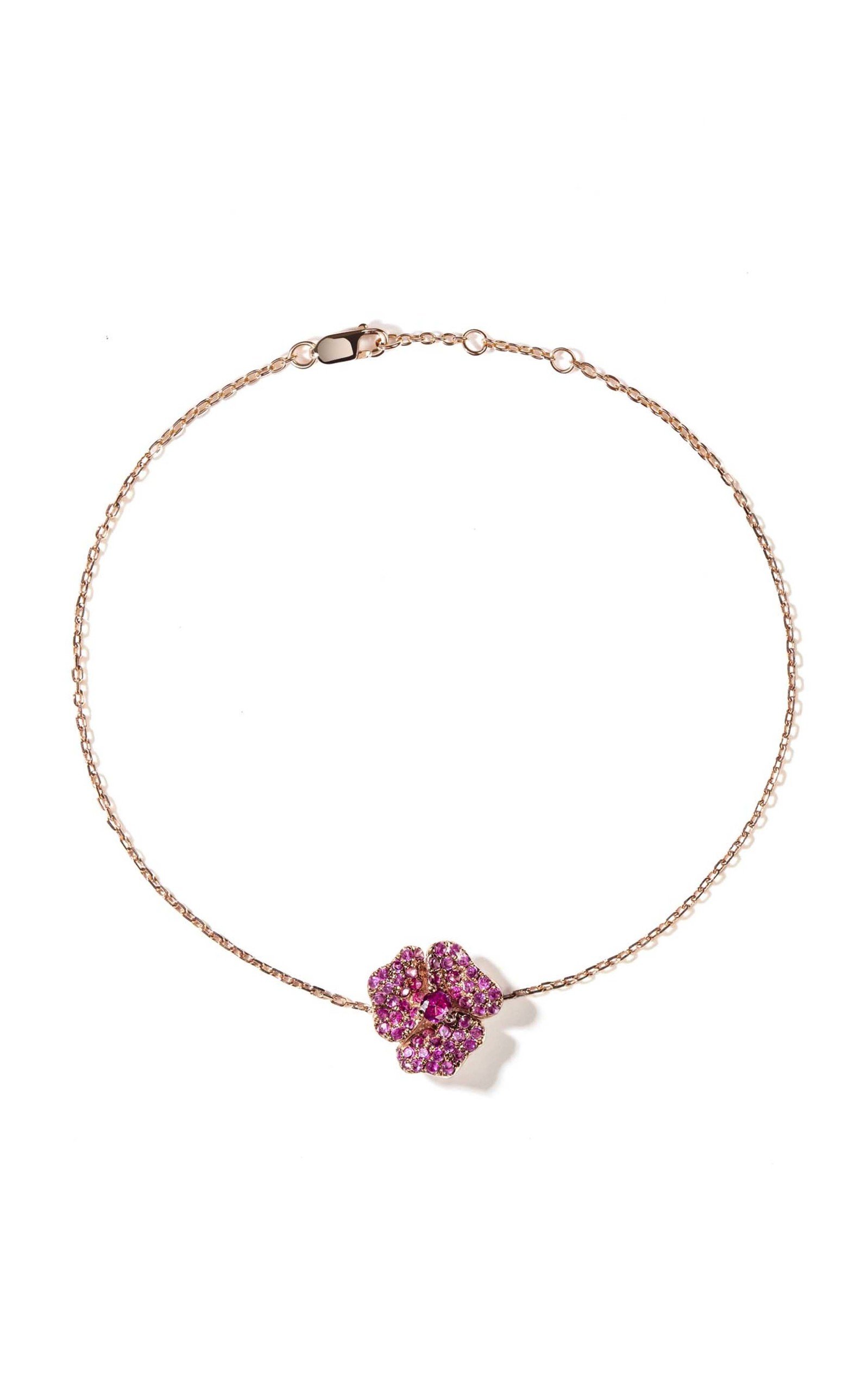 AS29 Women's Bloom 18K Rose Gold Sapphire Mini Flower Bracelet