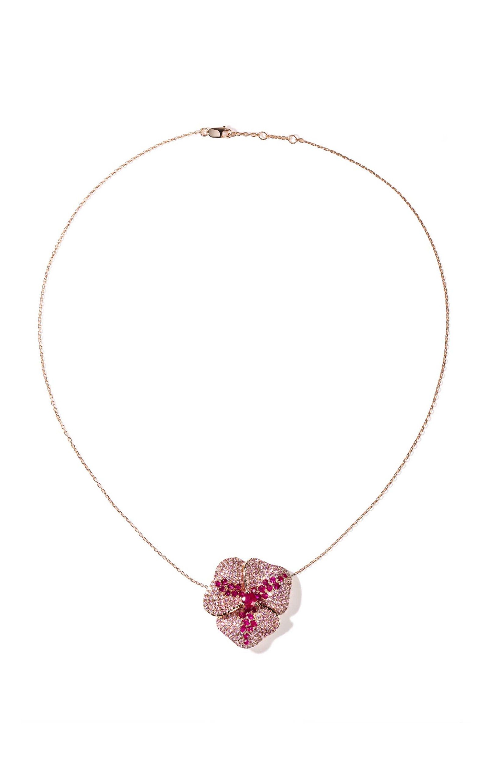 Bloom 18K Rose Gold Sapphire Large Flower Necklace
