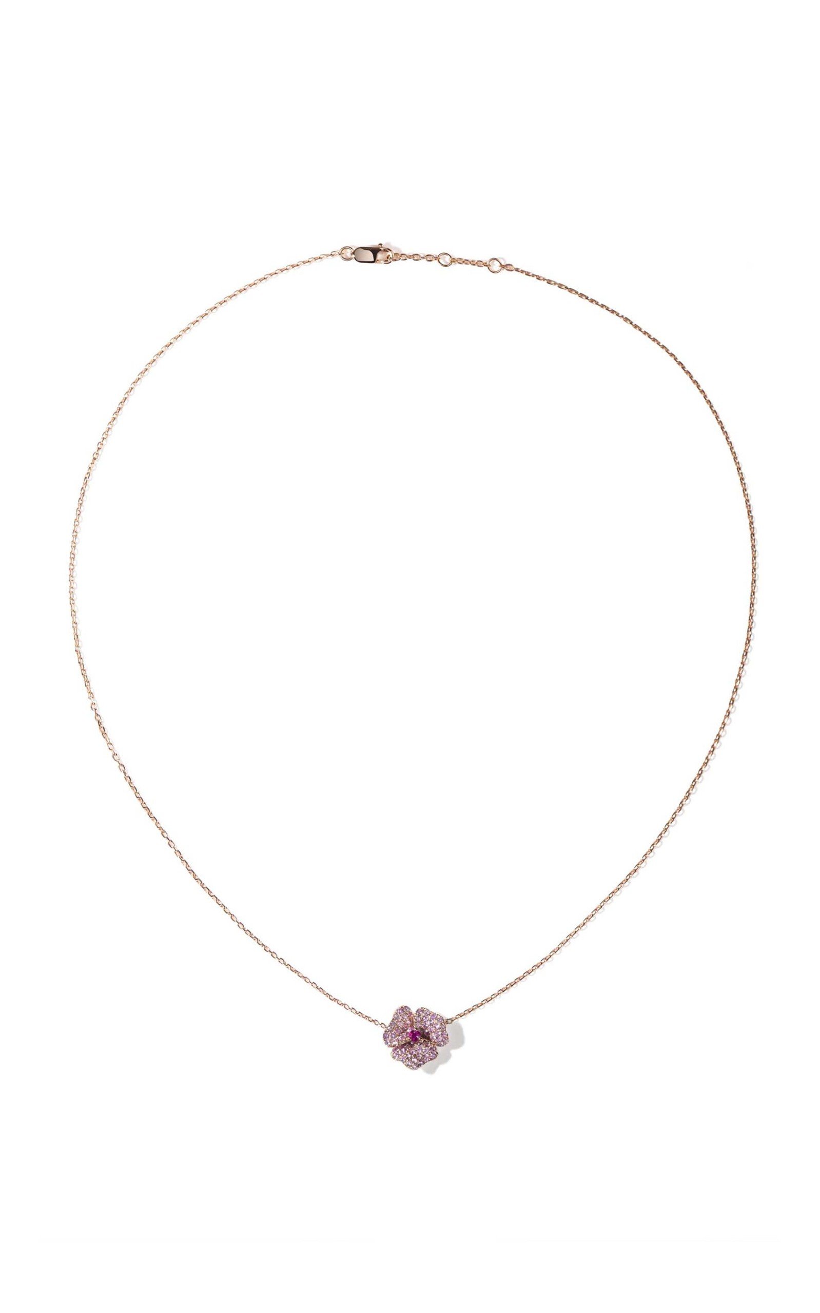 AS29 Women's Bloom 18K Rose Gold Sapphire Mini Flower Necklace