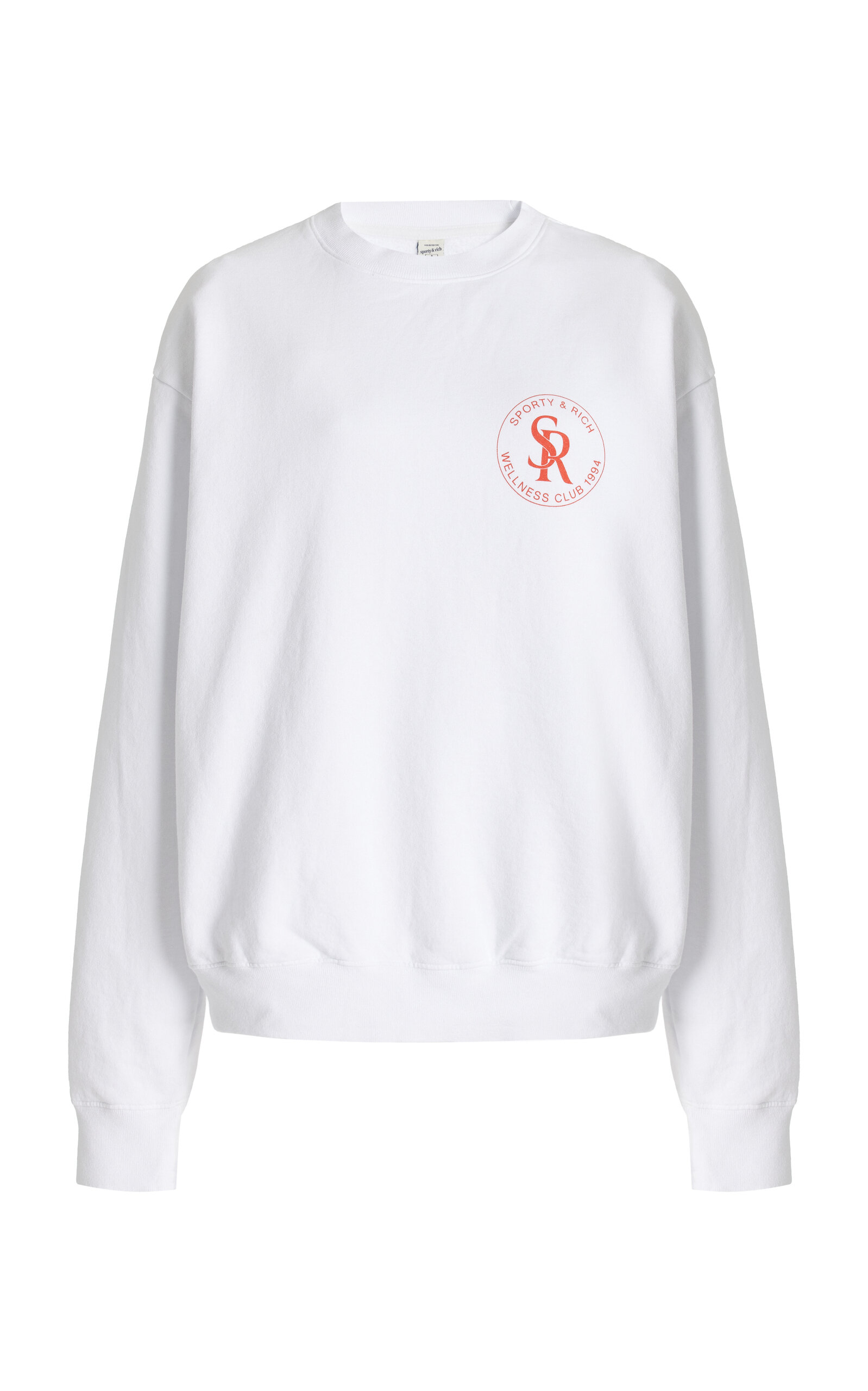 Sporty And Rich Wellness Logo-print Cotton-jersey Sweatshirt In White