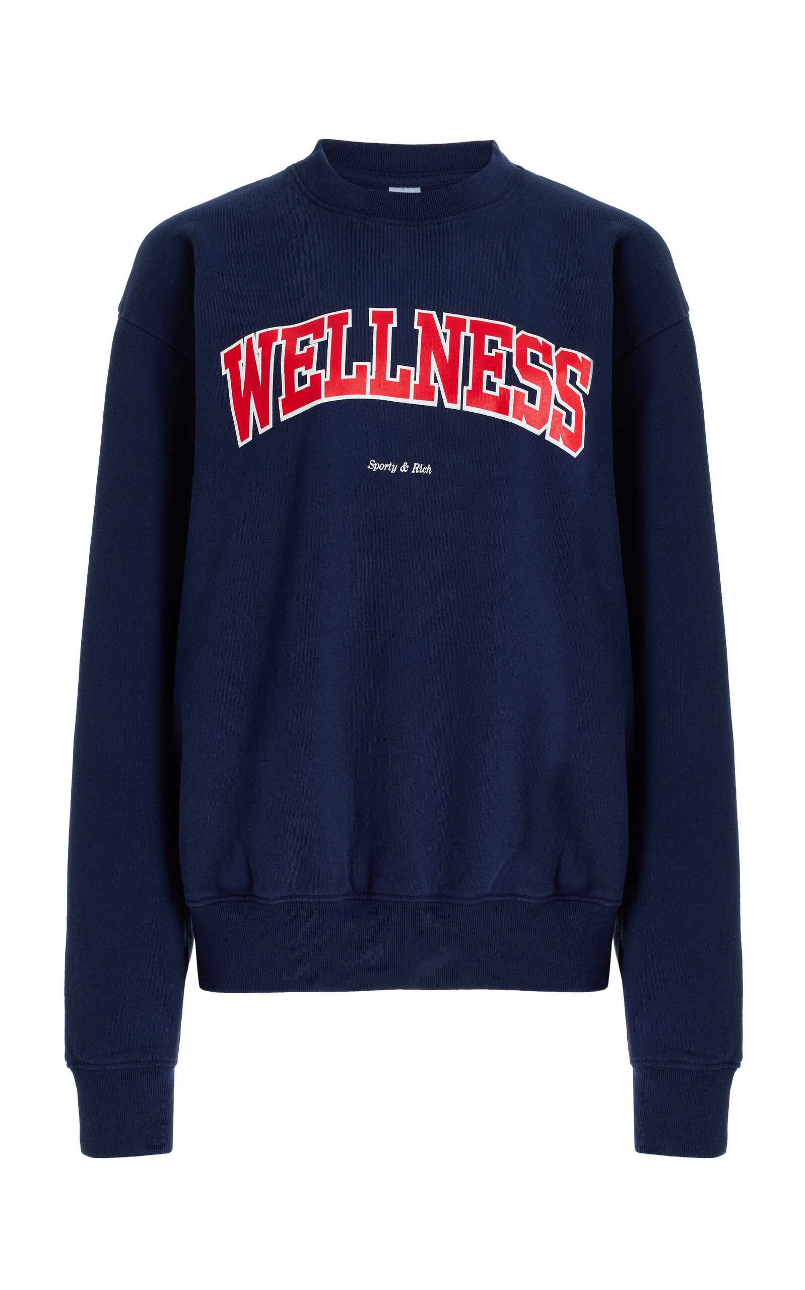 Sporty And Rich Wellness Printed Cotton-jersey Sweatshirt In Navy