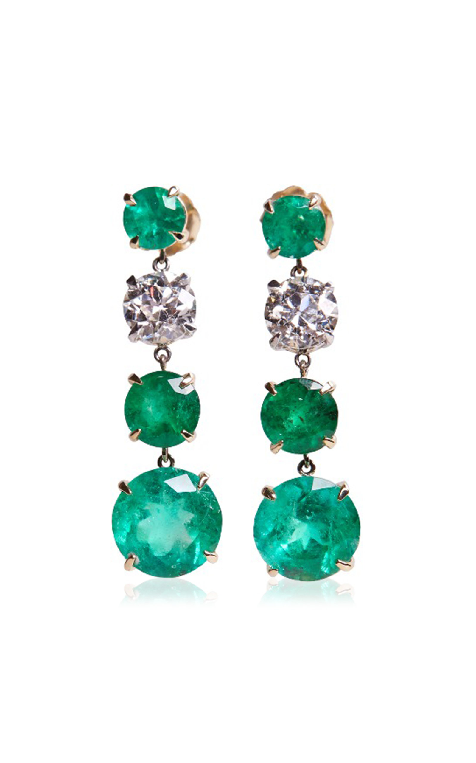 Maria Jose Jewelry Women's 18K Yellow and White Gold Emerald; Diamond Earrings