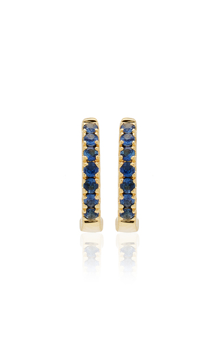 14K Yellow Gold Sapphire Mini Huggie Earrings展示图