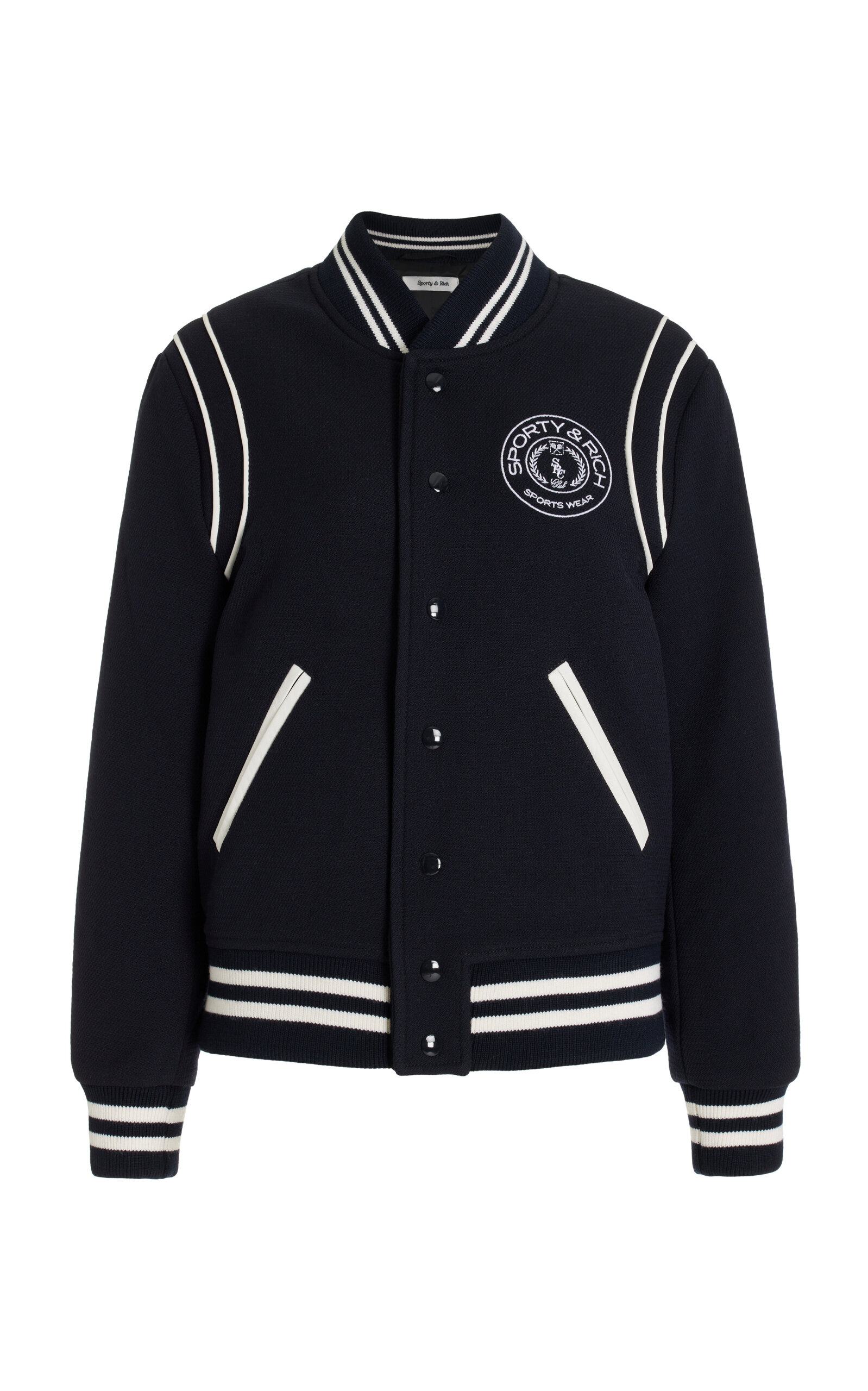 Sporty And Rich Connecticut Logoembroidered Woolblend Varsity Jacket