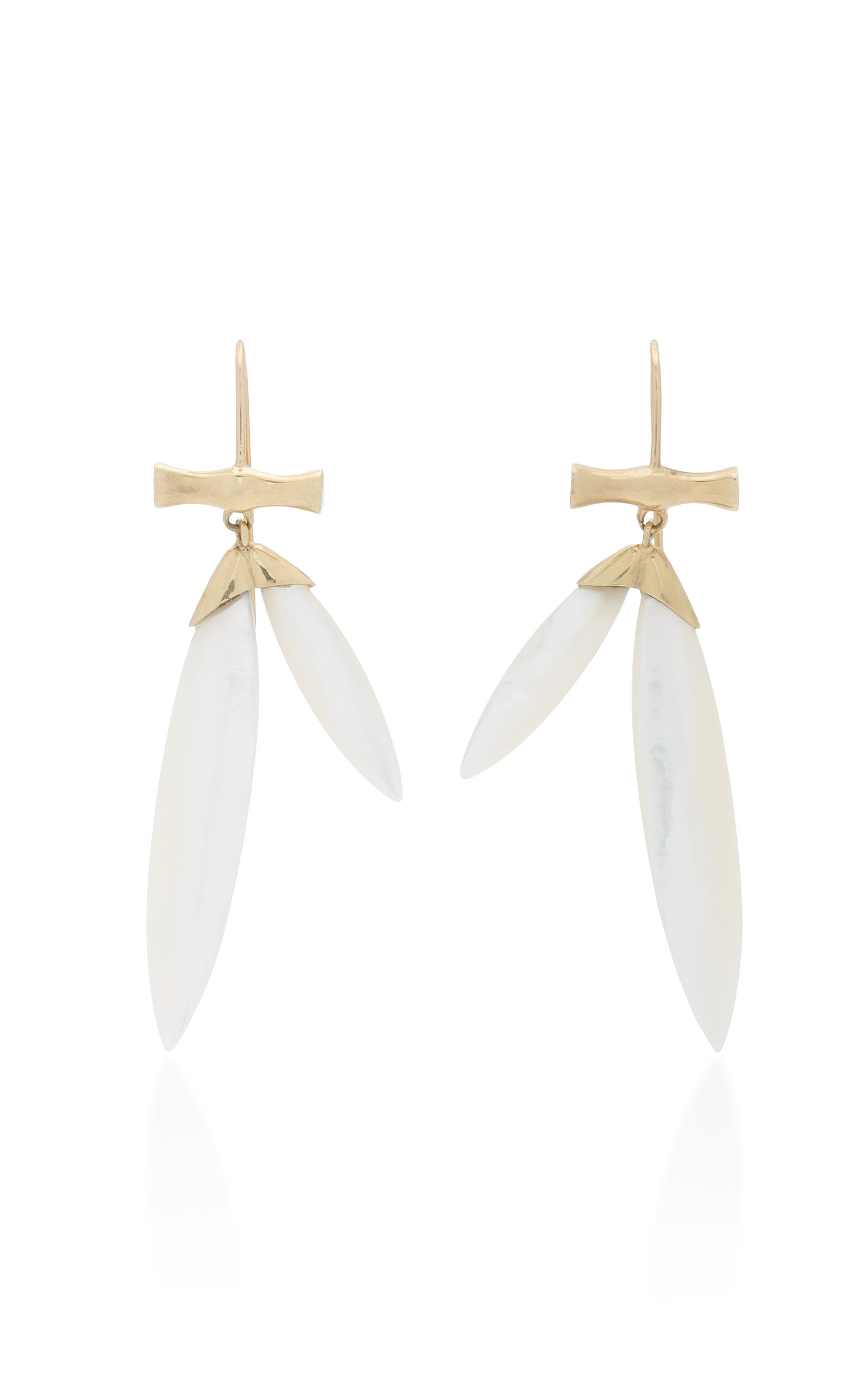 14K Gold Mother of Pearl Bamboo earrings
