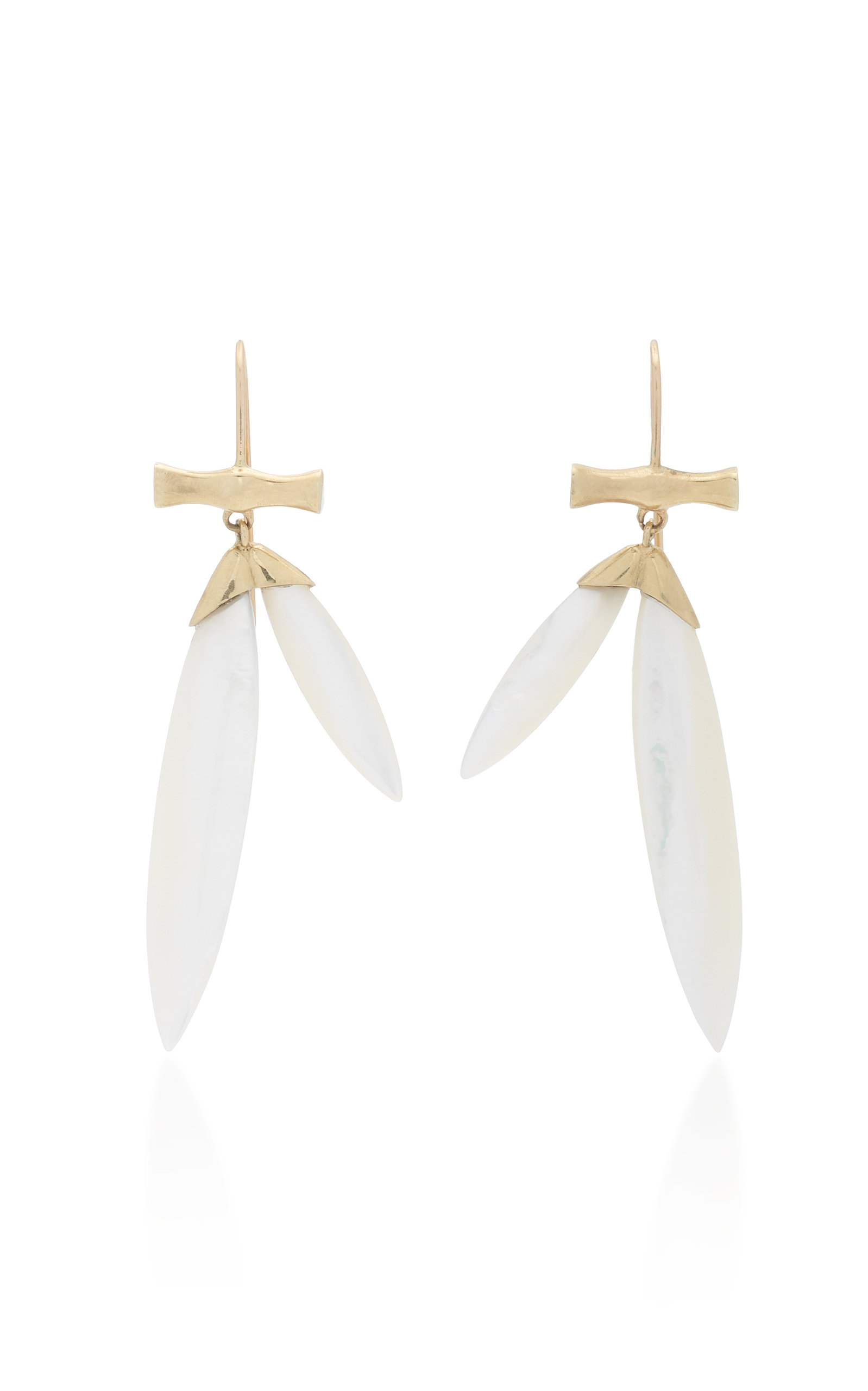 Annette Ferdinandsen Women's 14K Gold Mother of Pearl Bamboo earrings