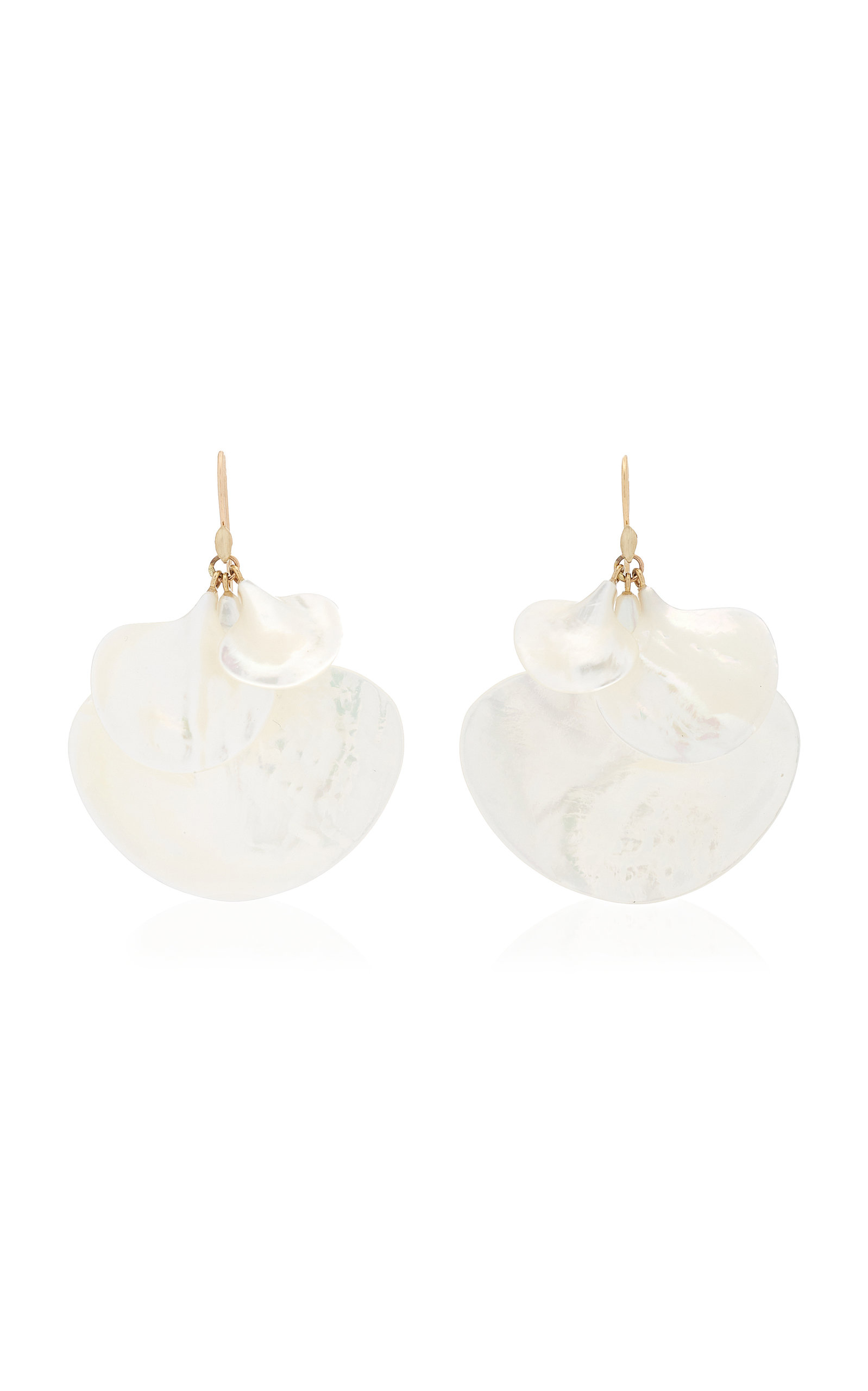 Ginkgo Cluster 14K Yellow Gold Mother-of-Pearl Earrings
