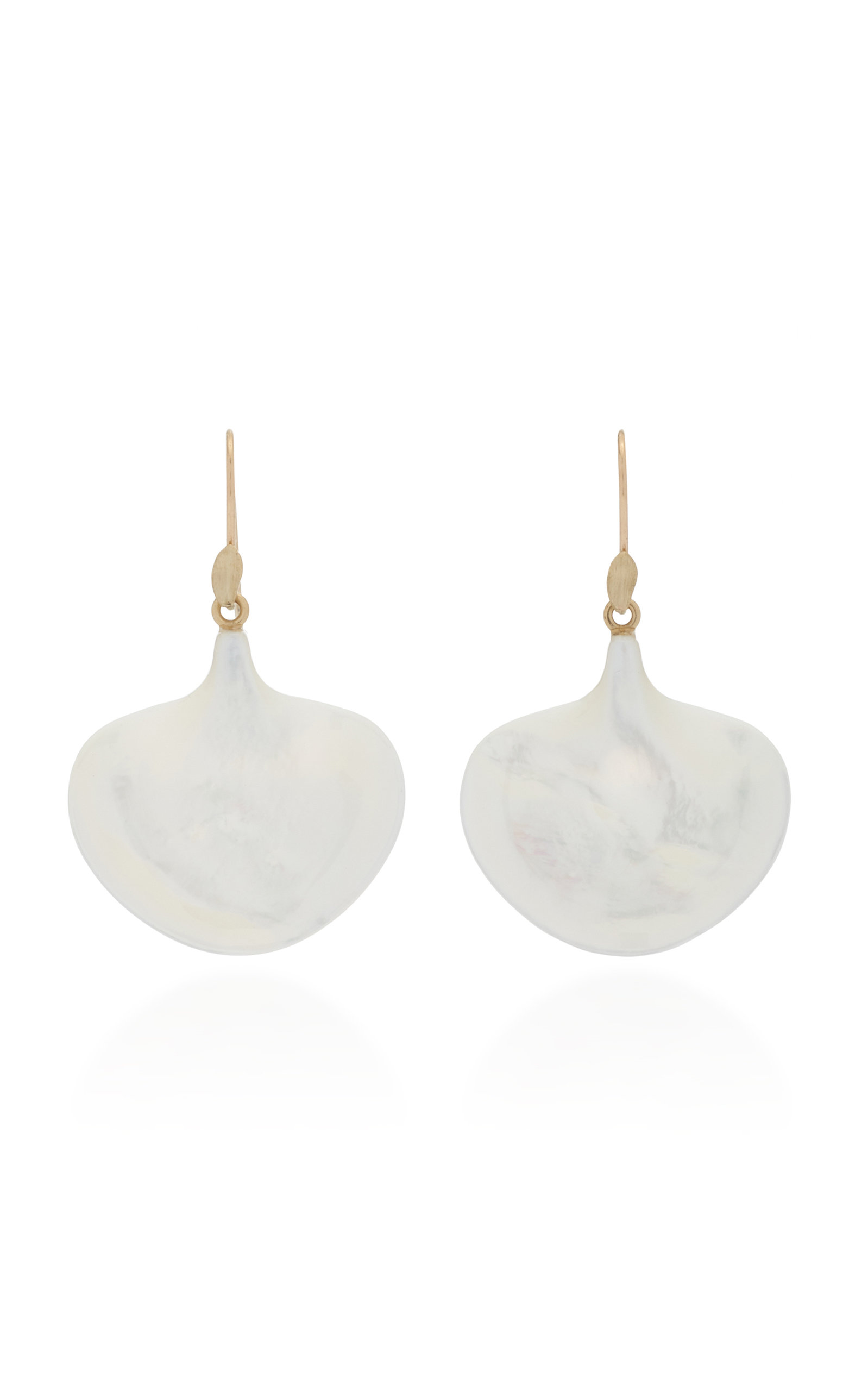 Medium Ginkgo Leaf 14K Yellow Gold Mother-of-Pearl Earrings