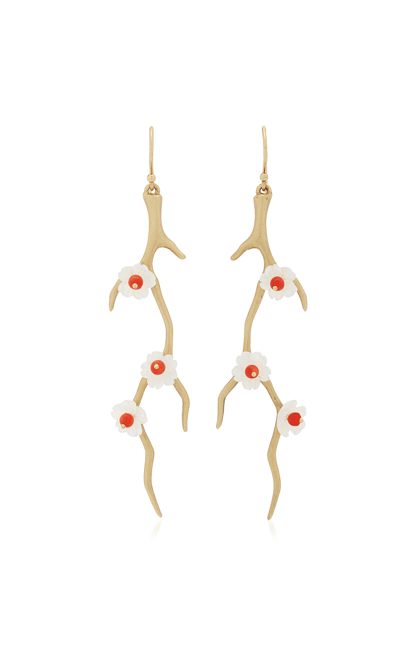 Annette Ferdinandsen Women's Blossom Branch 14K Yellow Gold Mother-of-Pearl; Coral Earrings