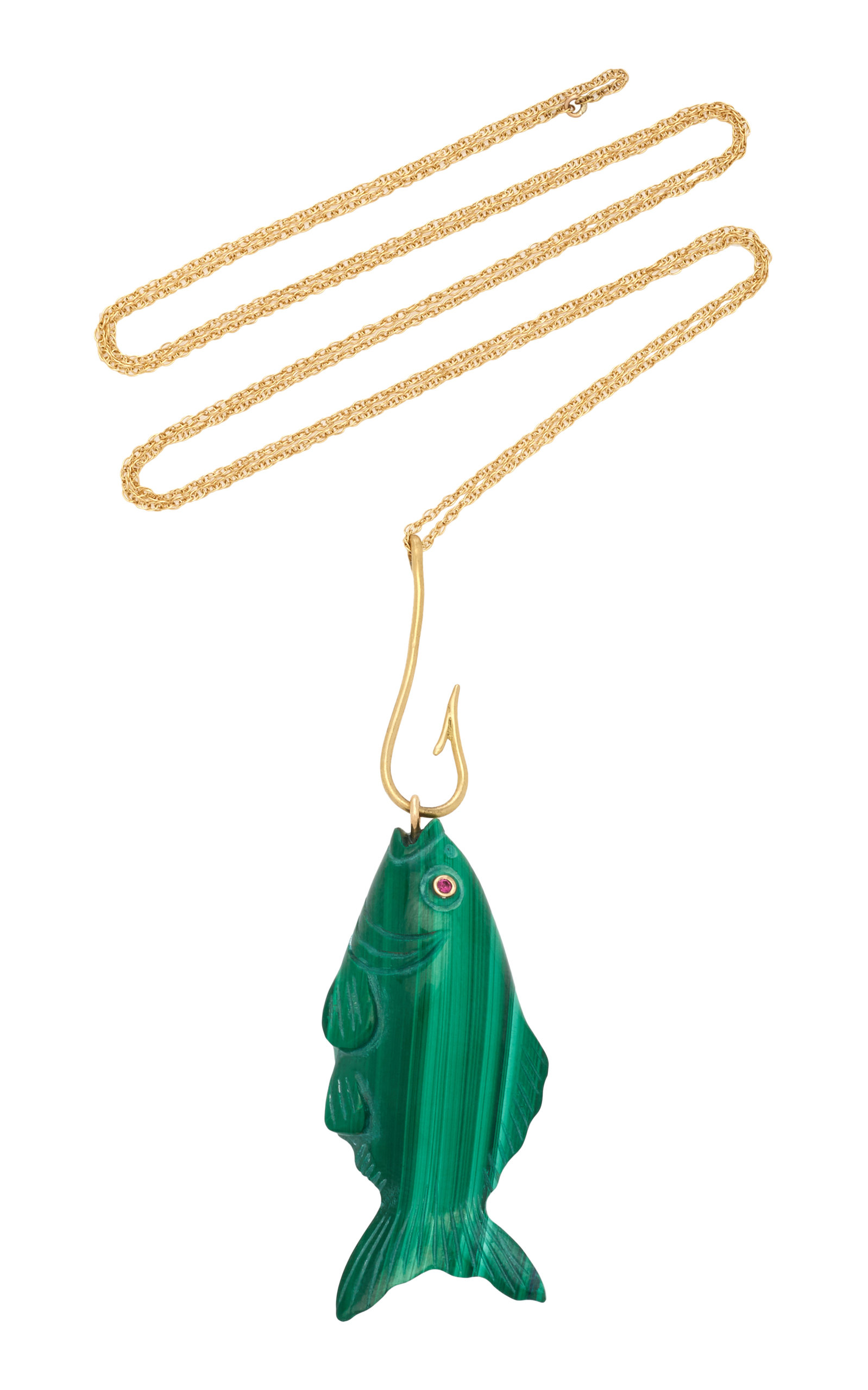 Annette Ferdinandsen Women's Gone Fishing 18K Yellow Gold Malachite; Ruby Necklace