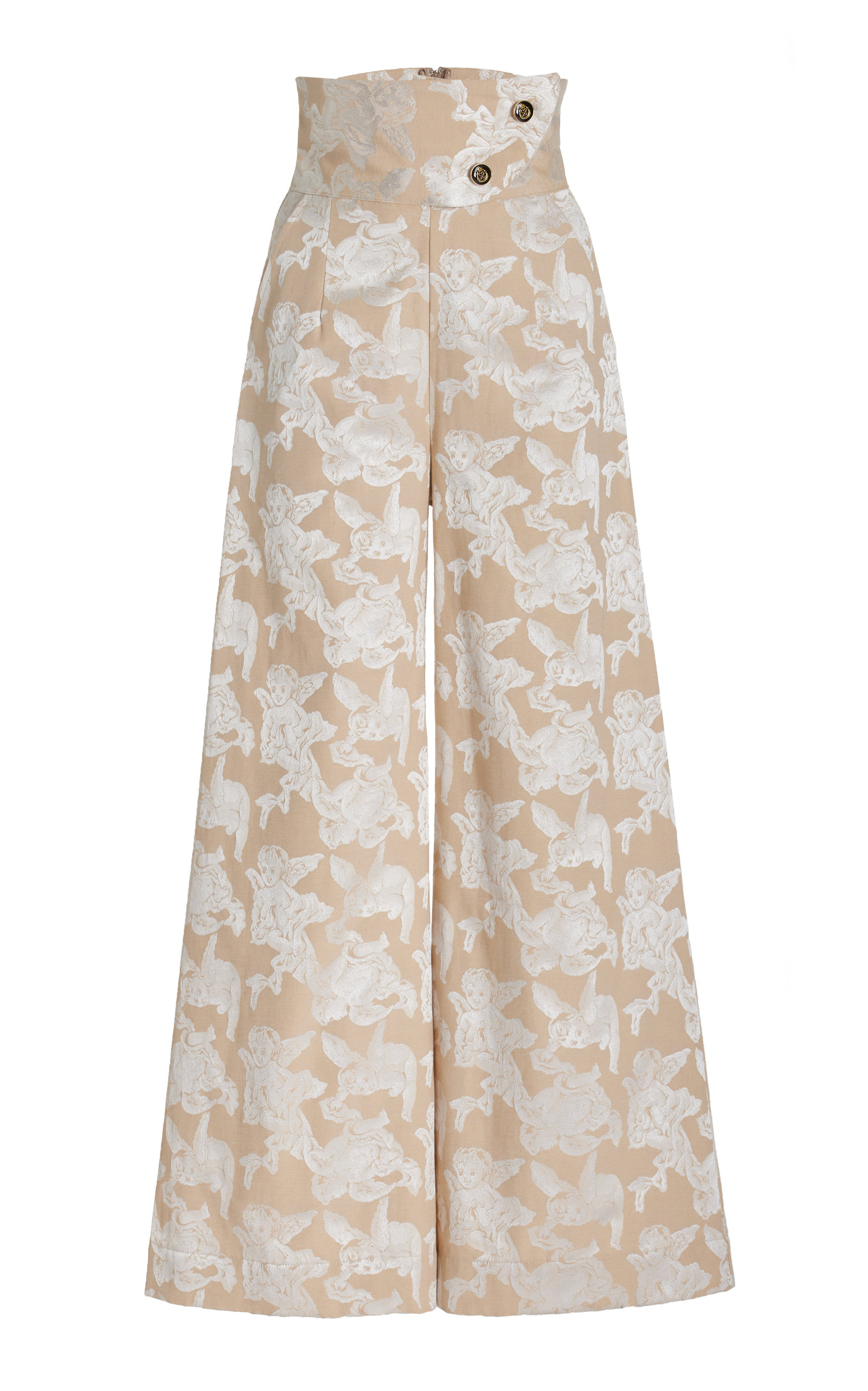House of Aama Women's High-Waisted Jacquard Wide-Leg Pants