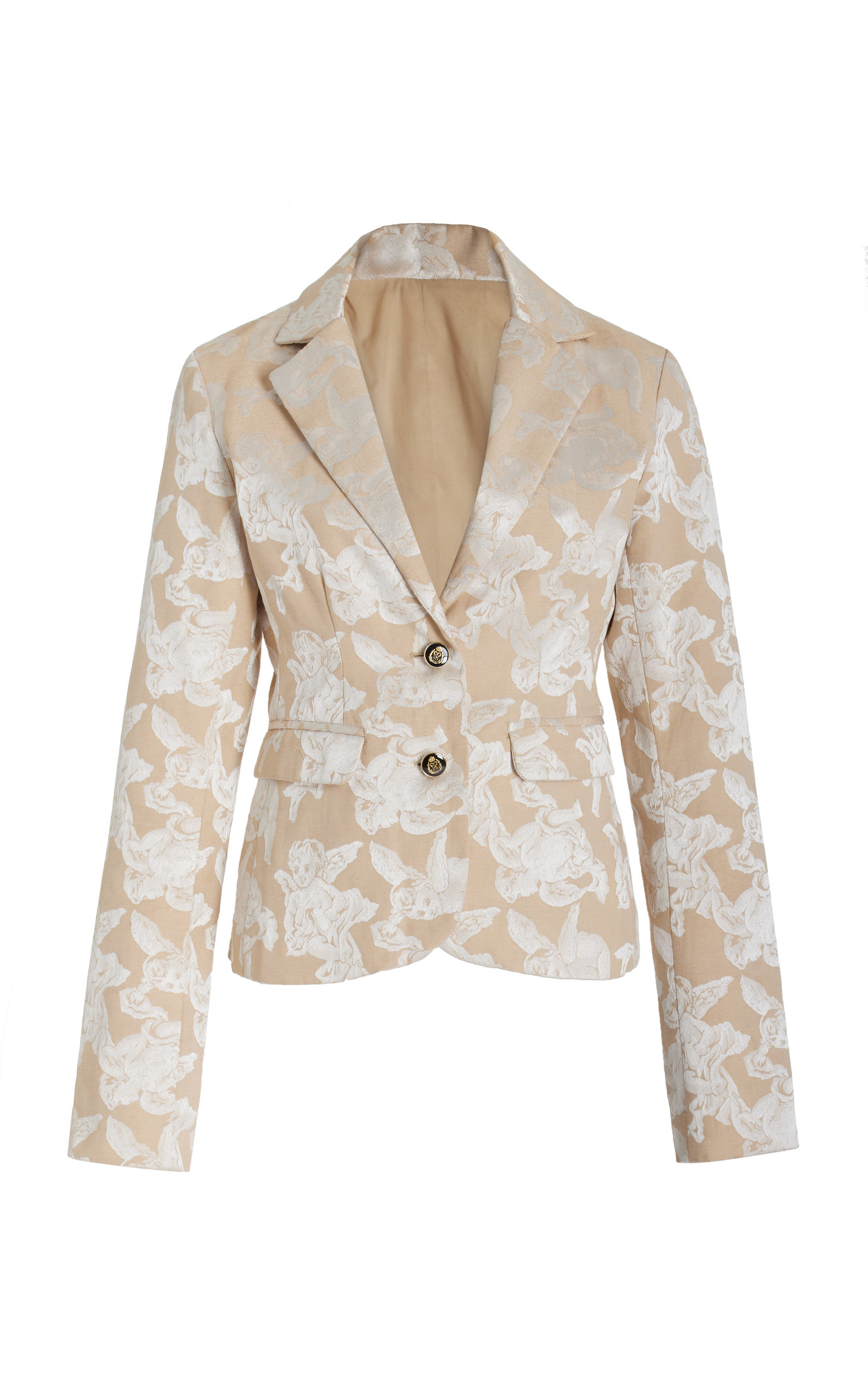 House of Aama Women's Creme Jacquard Blazer
