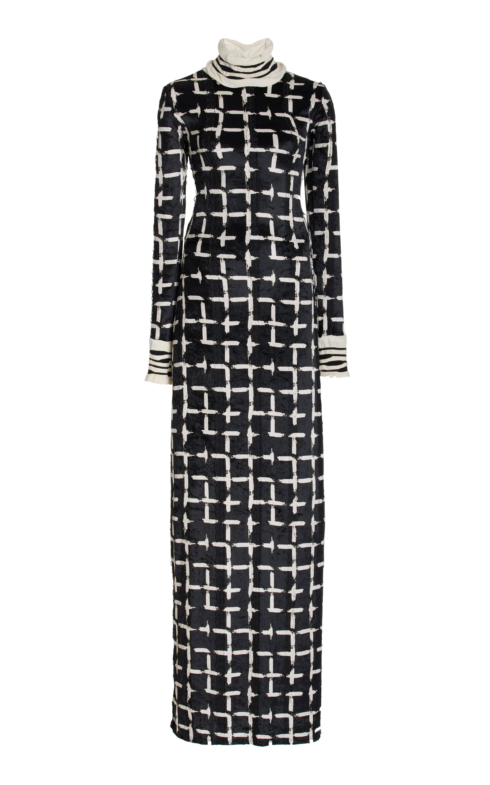 House of Aama Women's Velvet Pucker Knit Maxi Dress