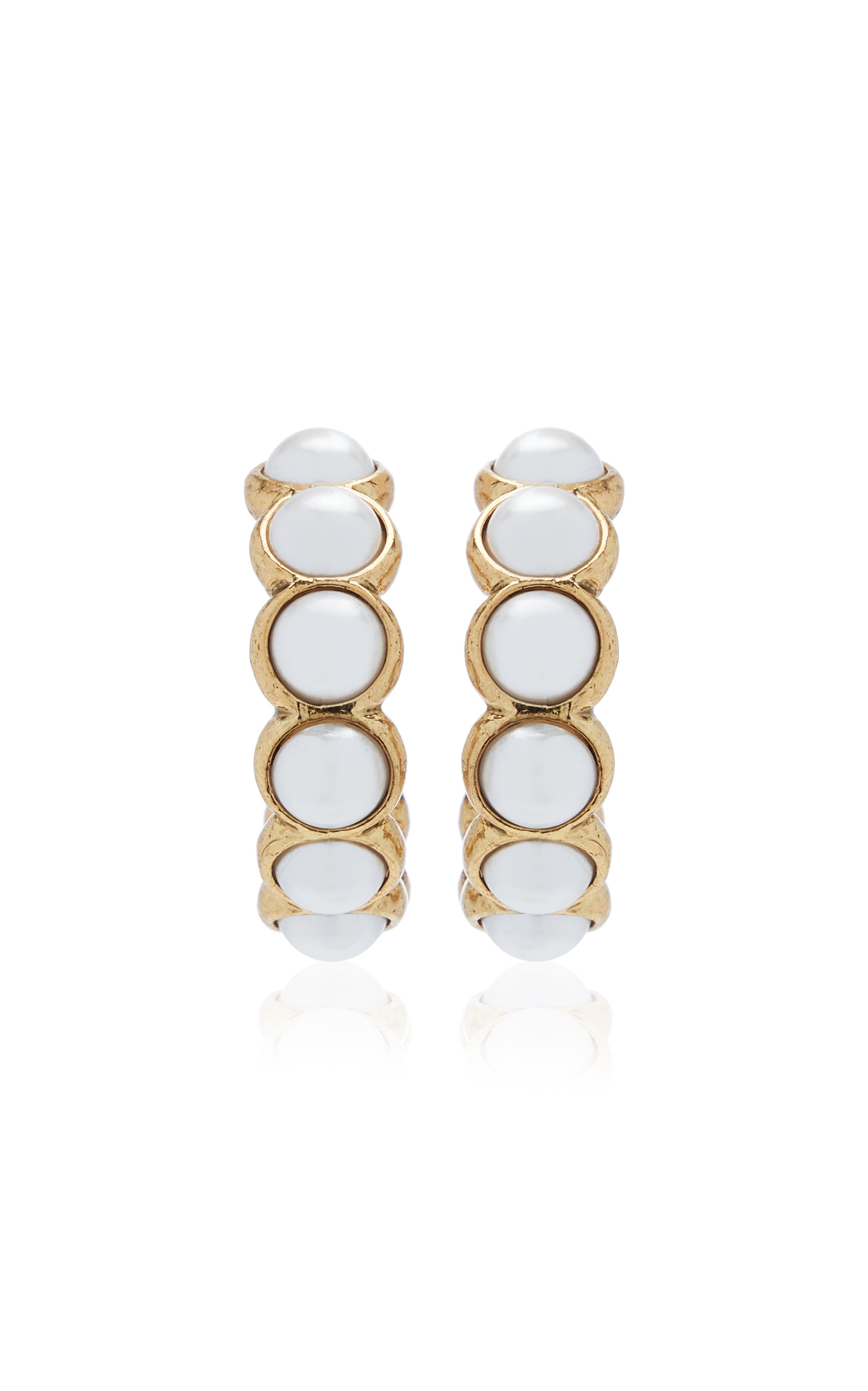 Oscar de la Renta Cabochon hoop earrings | Smart Closet