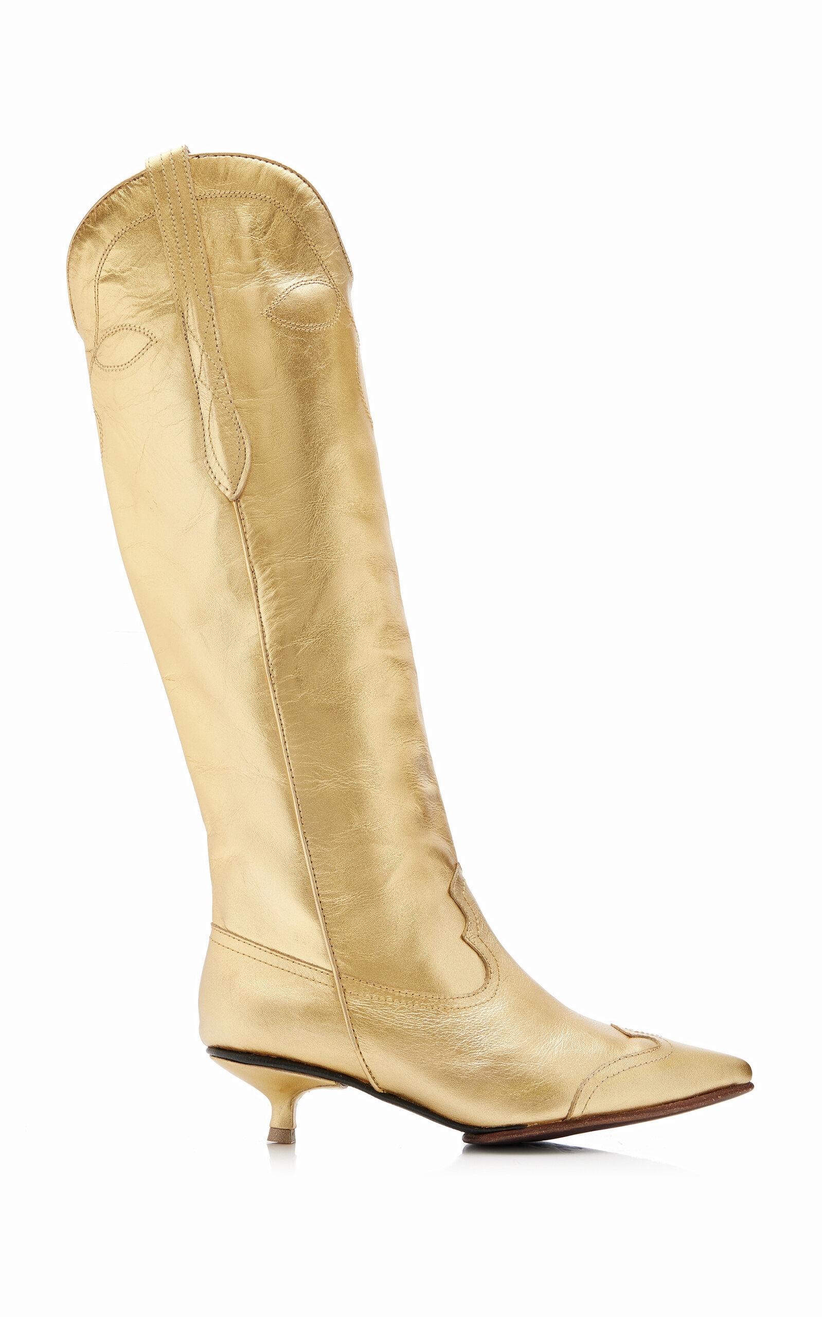 Johanna Ortiz - Women's Composed Of Love Metallic Leather Boots - Gold - IT 36 - Moda Operandi