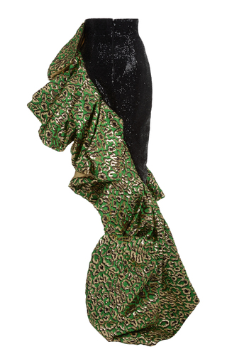 Sweeping Ruffled Asymmetric Jacquard Skirt展示图