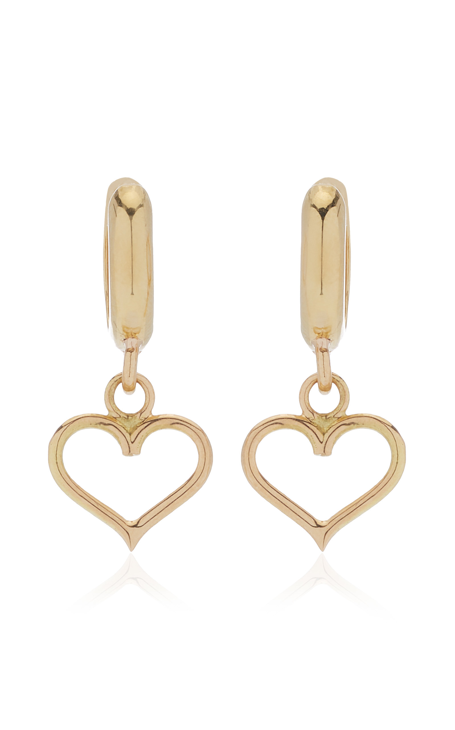 18K Yellow Gold Heart Hoop Earrings