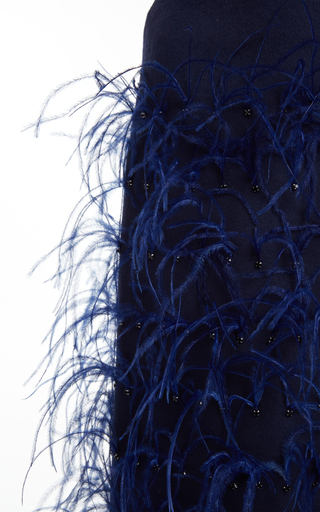 Feather-Embellished Wool Midi Skirt展示图