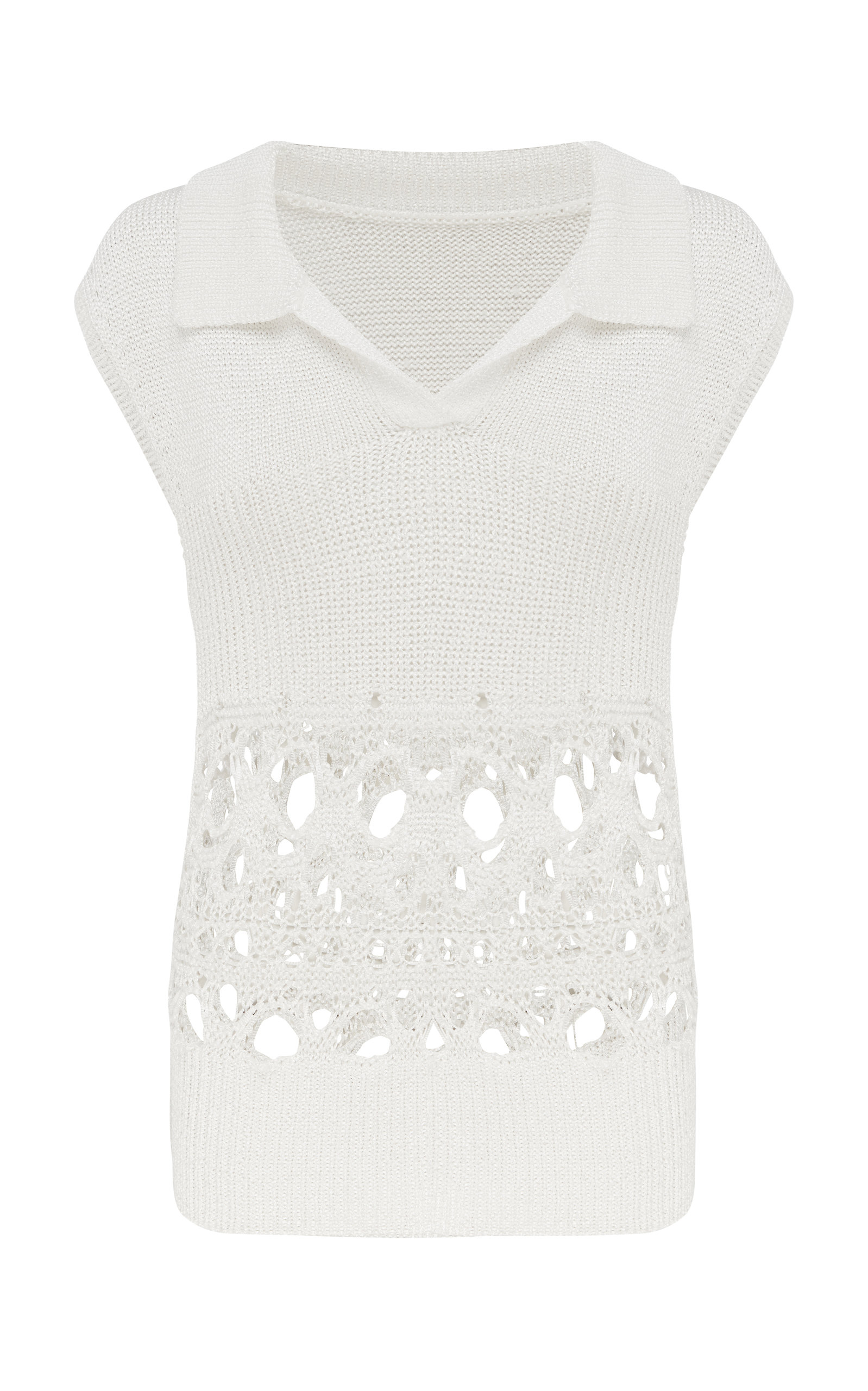 Christopher Esber - Women's Crochet Cotton-Blend Polo Top - White - XS - Moda Operandi