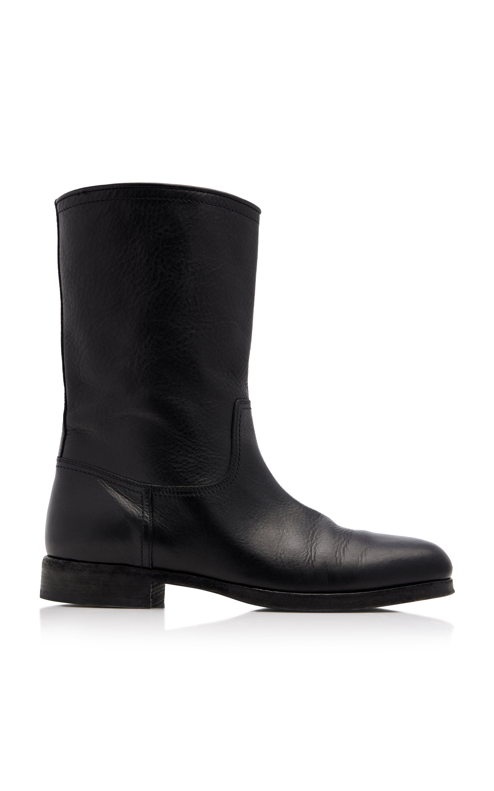 The Row Round Head Splicing Ankle Boots In Black