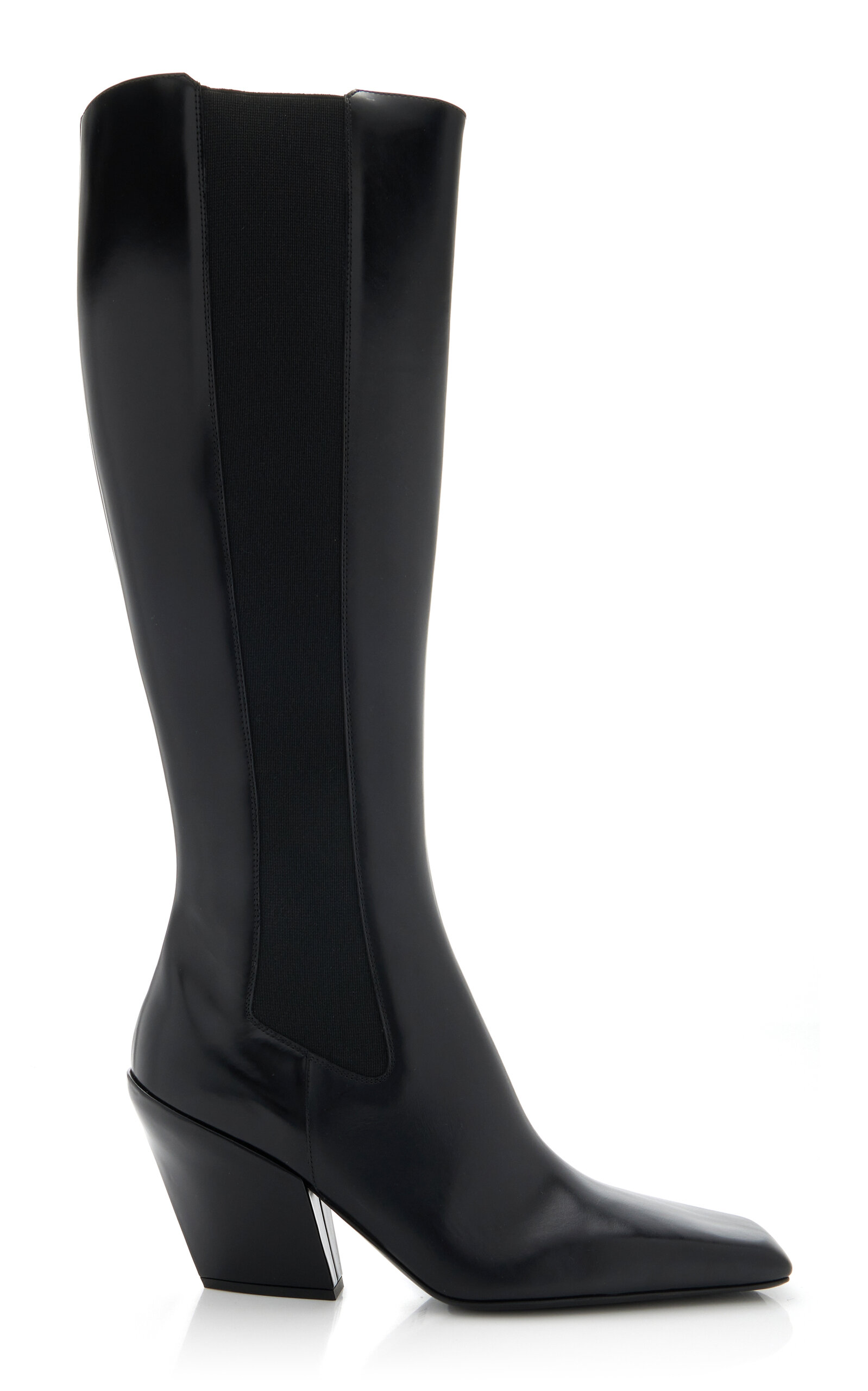 Prada - Women's Stivali Leather Knee Boots - Black - IT 36 - Moda Operandi