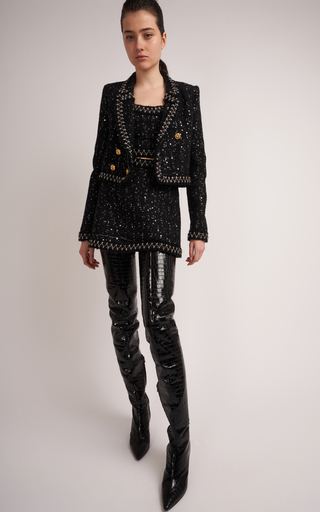 Double-Breasted Sequined Boucle Jacket展示图