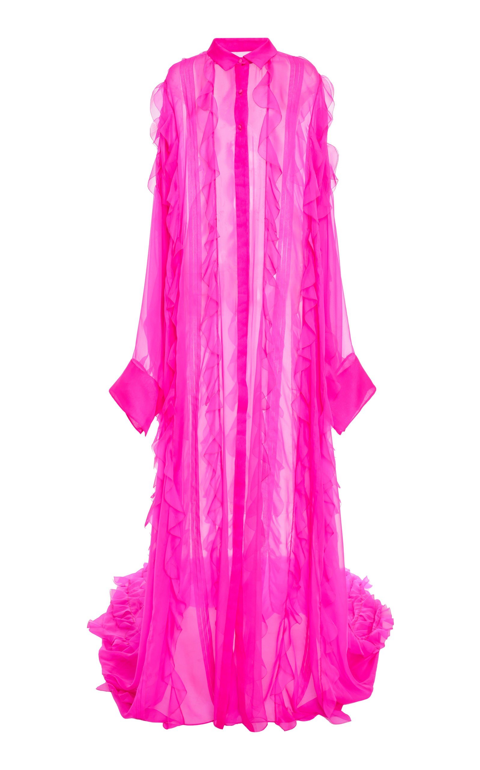 Valentino - Women's Ruffled Silk Chiffon Gown - Pink - IT 36 - Moda Operandi