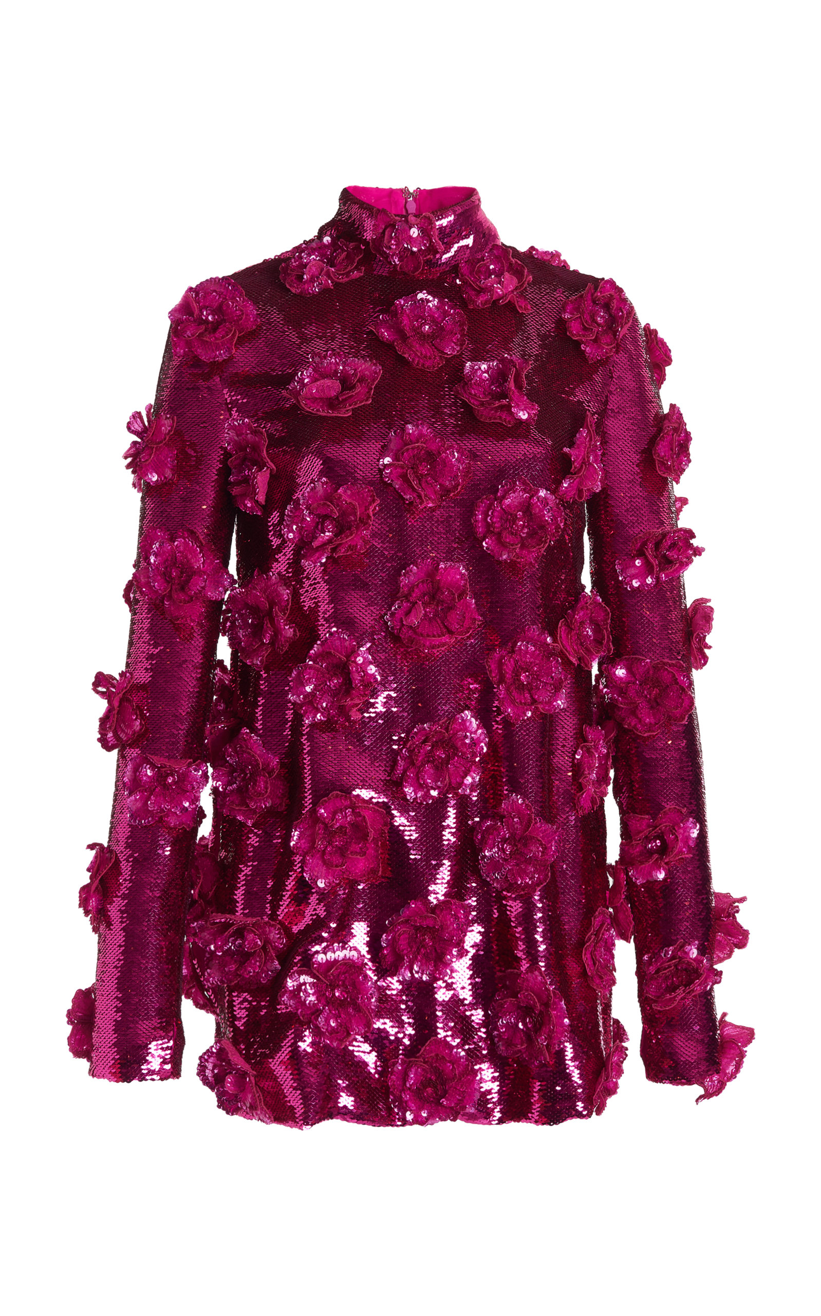 Valentino - Women's Floral-Embroidered Sequin Mini Dress - Pink - IT 36 - Moda Operandi