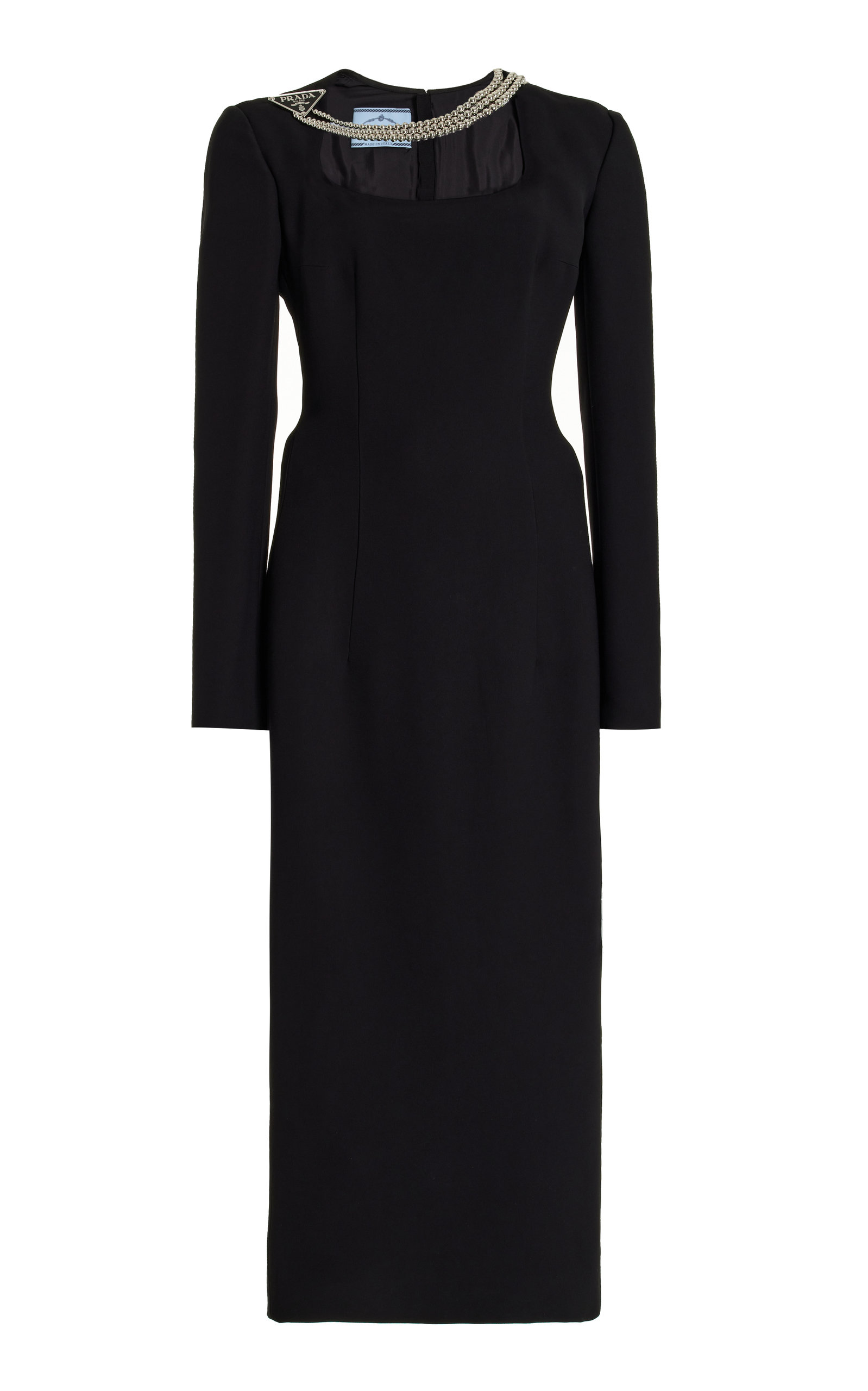 Prada Chain-Embellished Cady Midi Dress