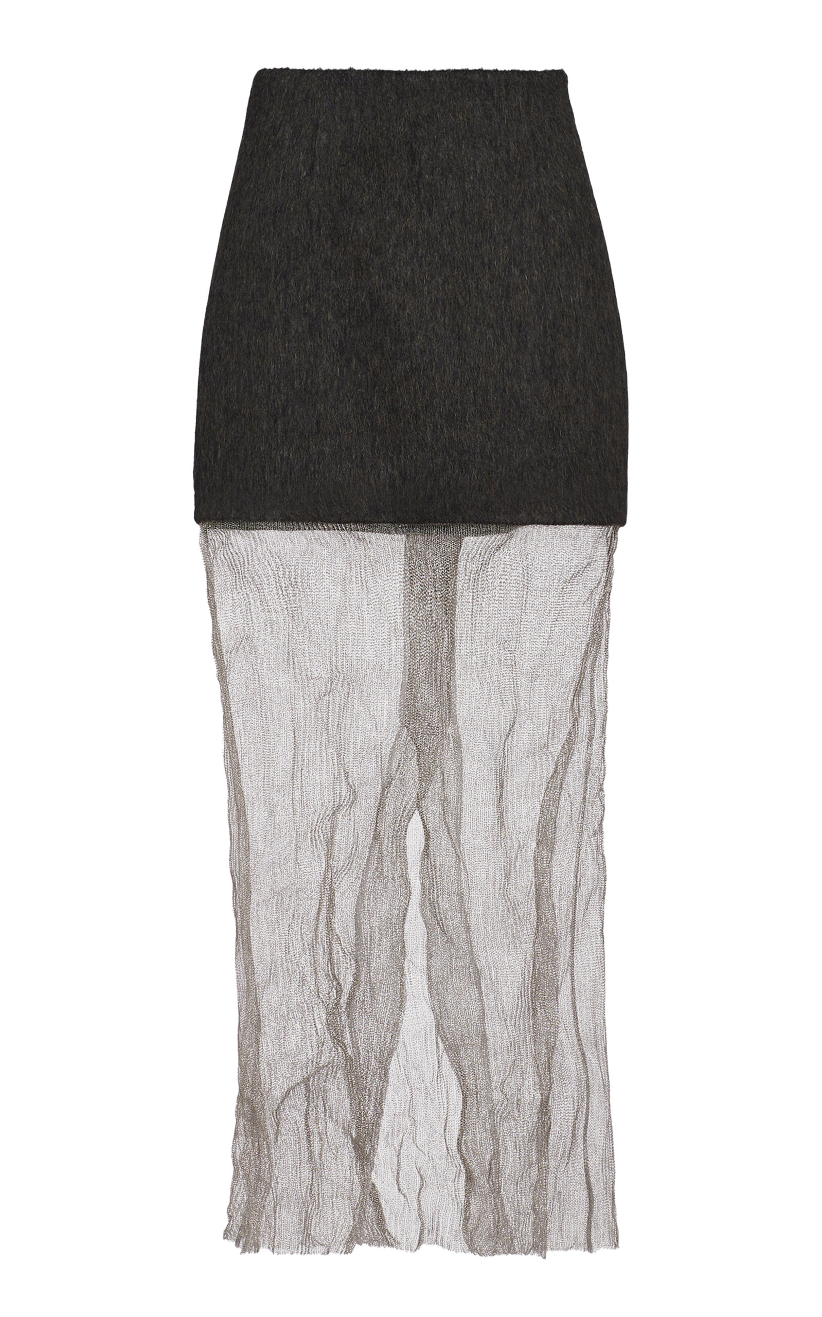 Prada Net-Trimmed Woven Mini Skirt